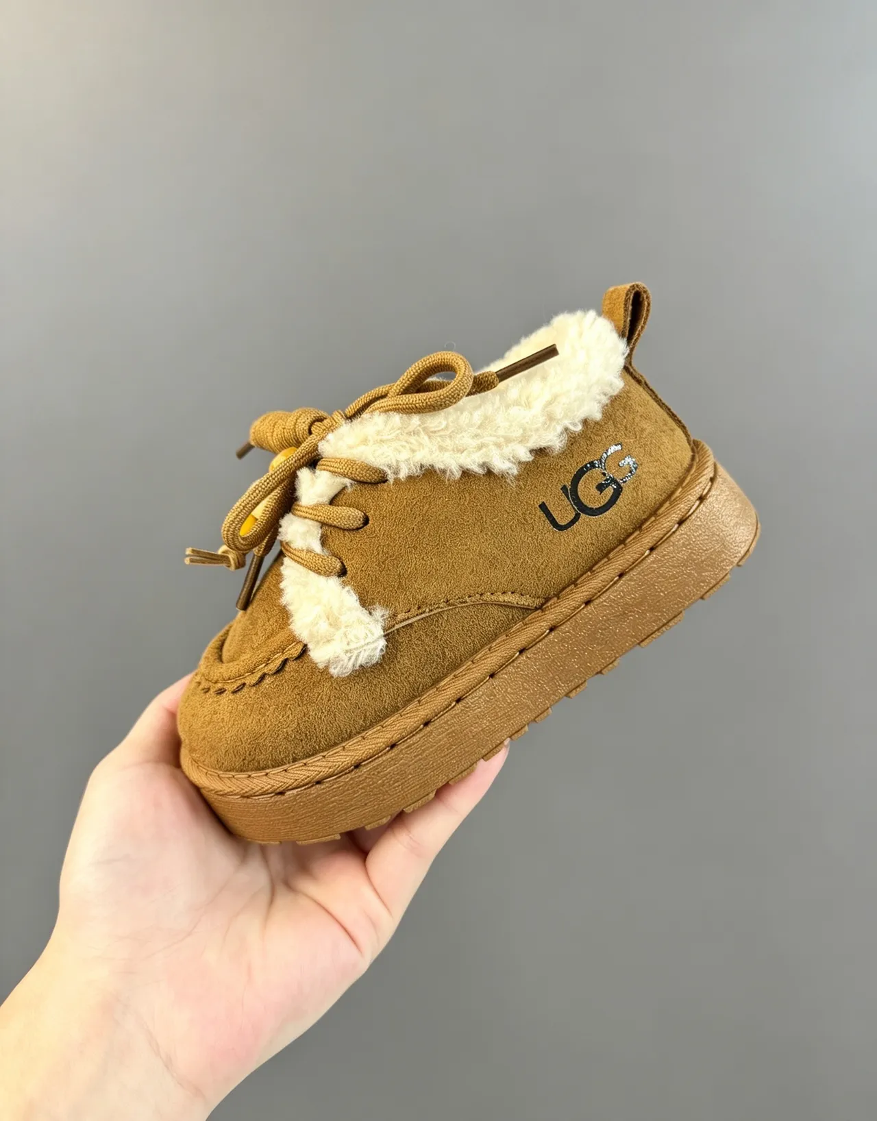UGG Brown Beige Suede Upper Shearling Lining Snow Boots