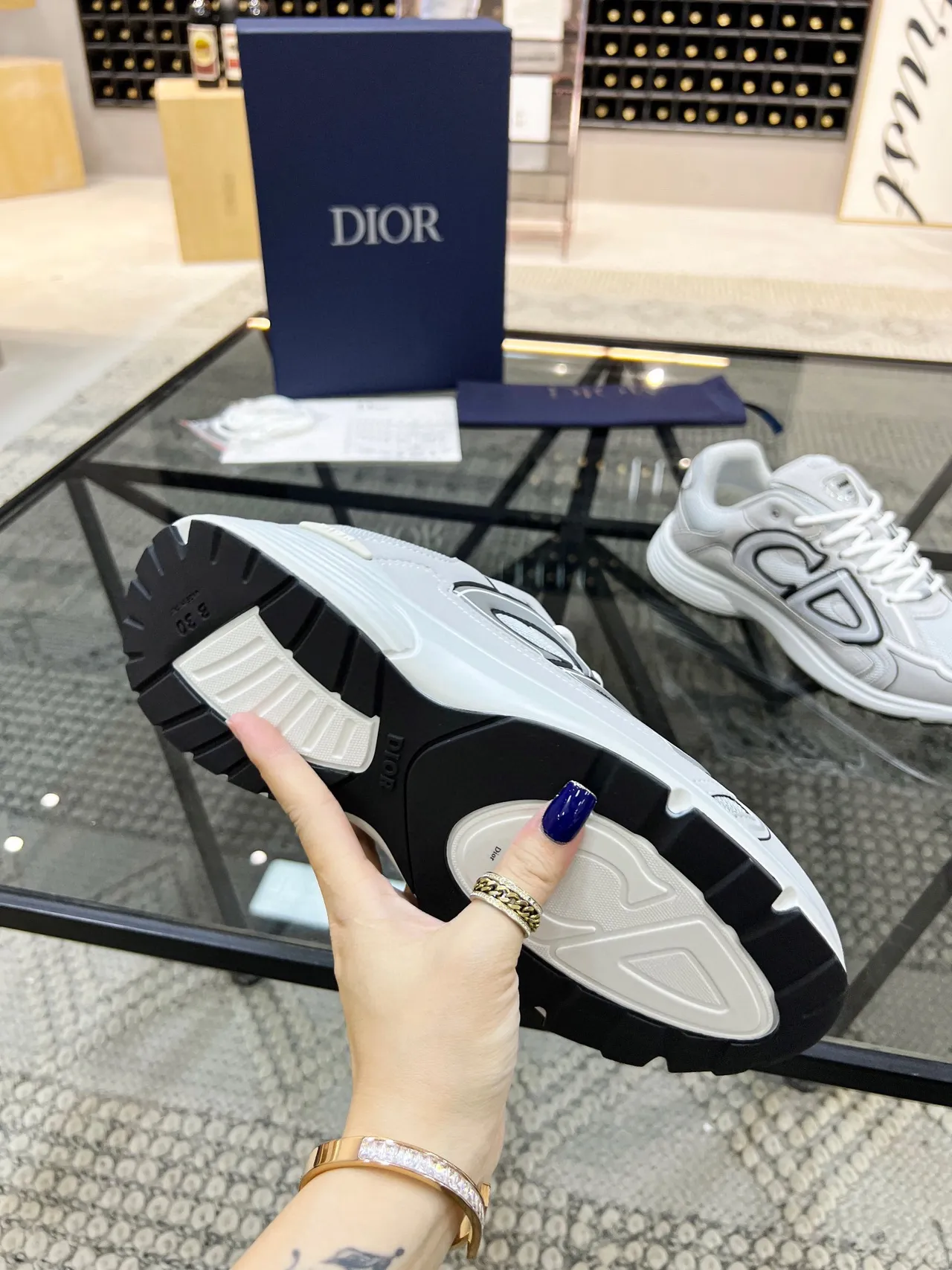 Dior B23 Gray and White Lifestyle Sneakers