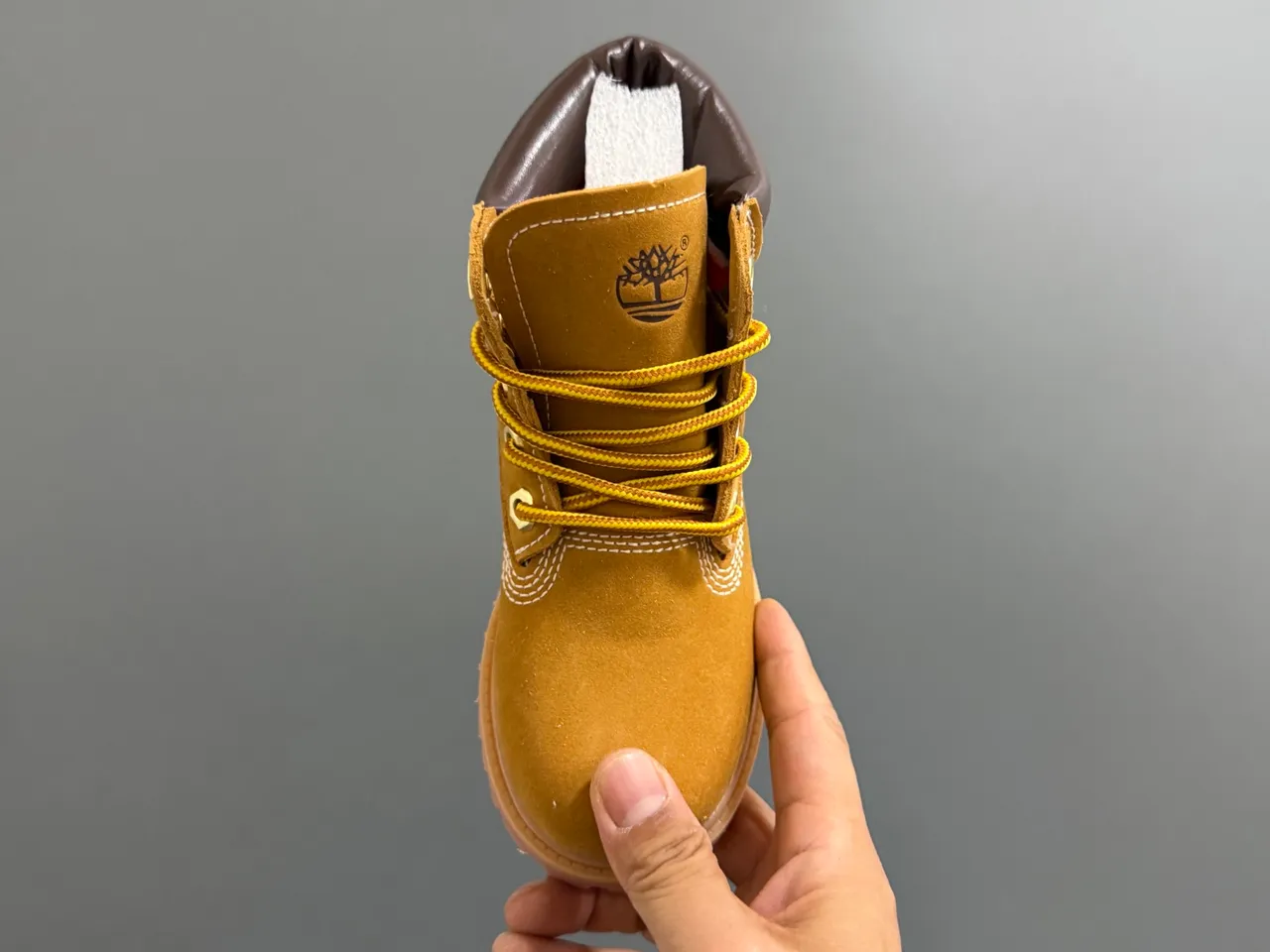 Timberland Premium 6-Inch Beige Brown Suede Upper Padded Collar Work Boots