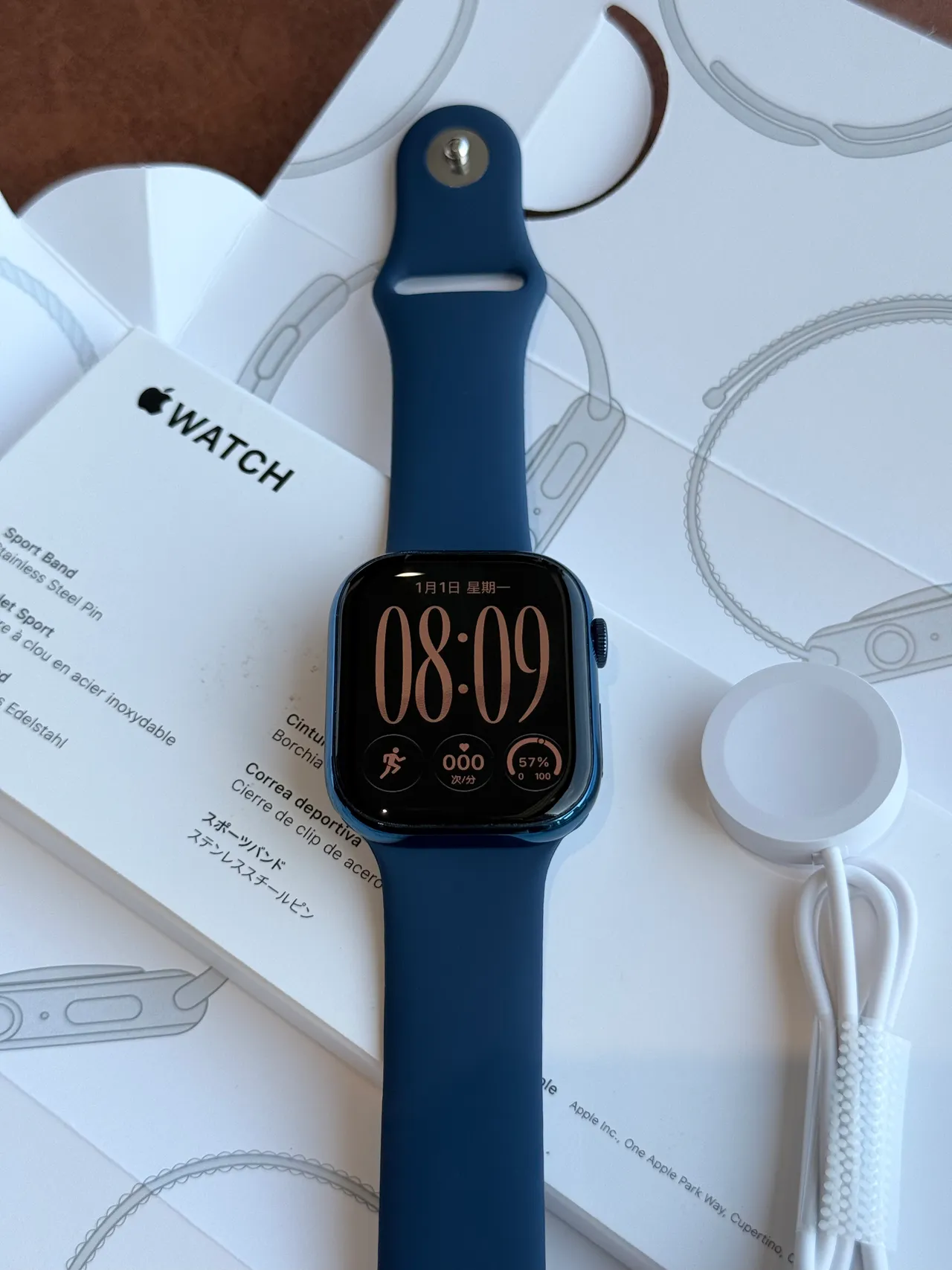 Apple Blue Black Square Case Flat Display Sports Watch