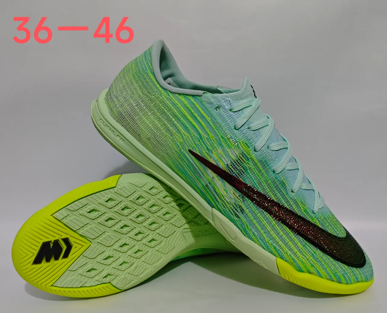 Nike Mercurial Green Blue Knit Upper Gradient Indoor Soccer Shoes