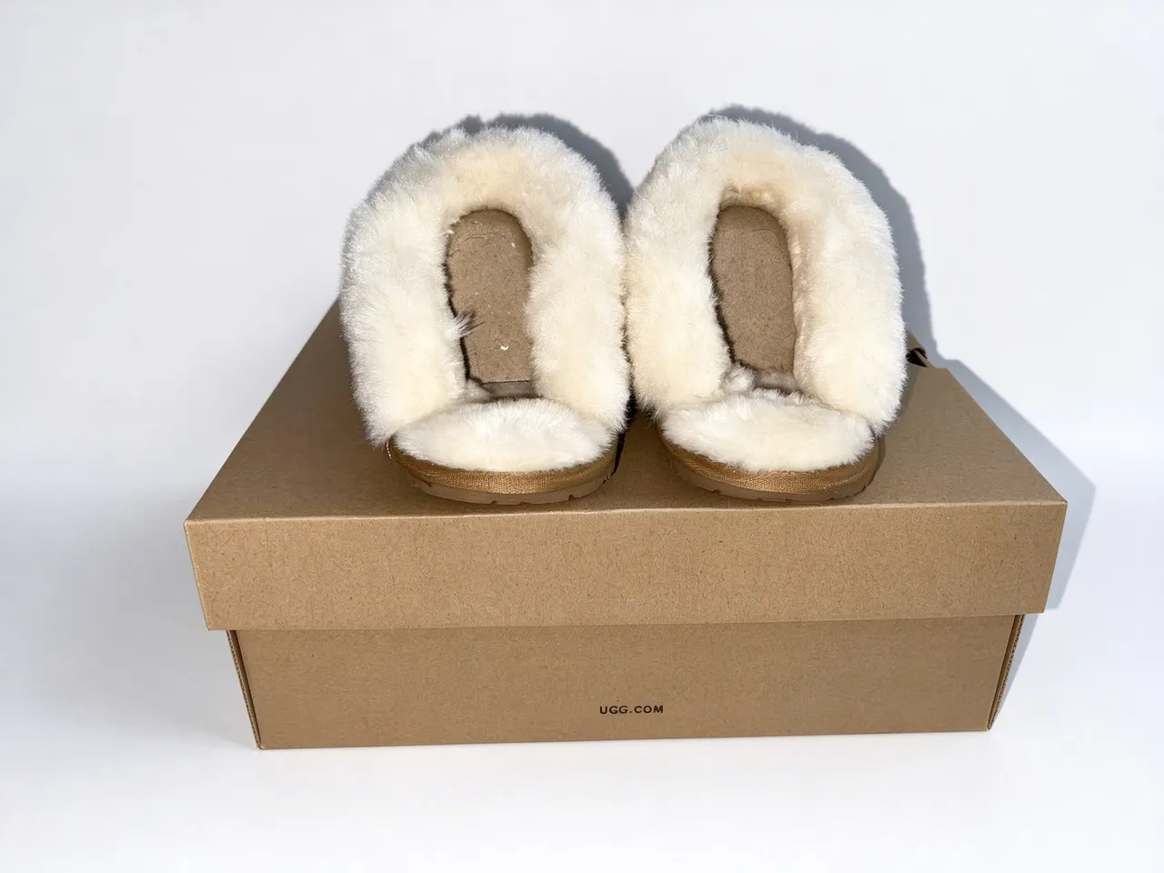 UGG Tasman Tan Suede Shearling-Lined Slippers
