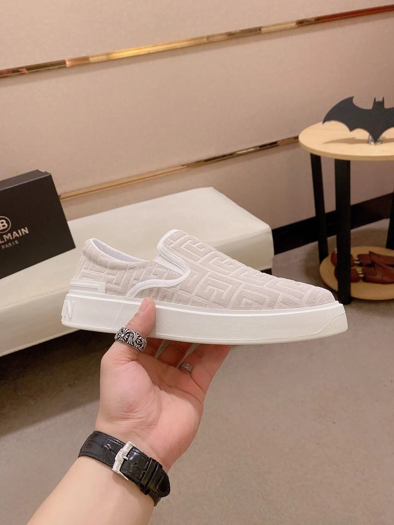 Balenciaga Speed Trainer Monogram Beige Slip-On Lifestyle Sneakers