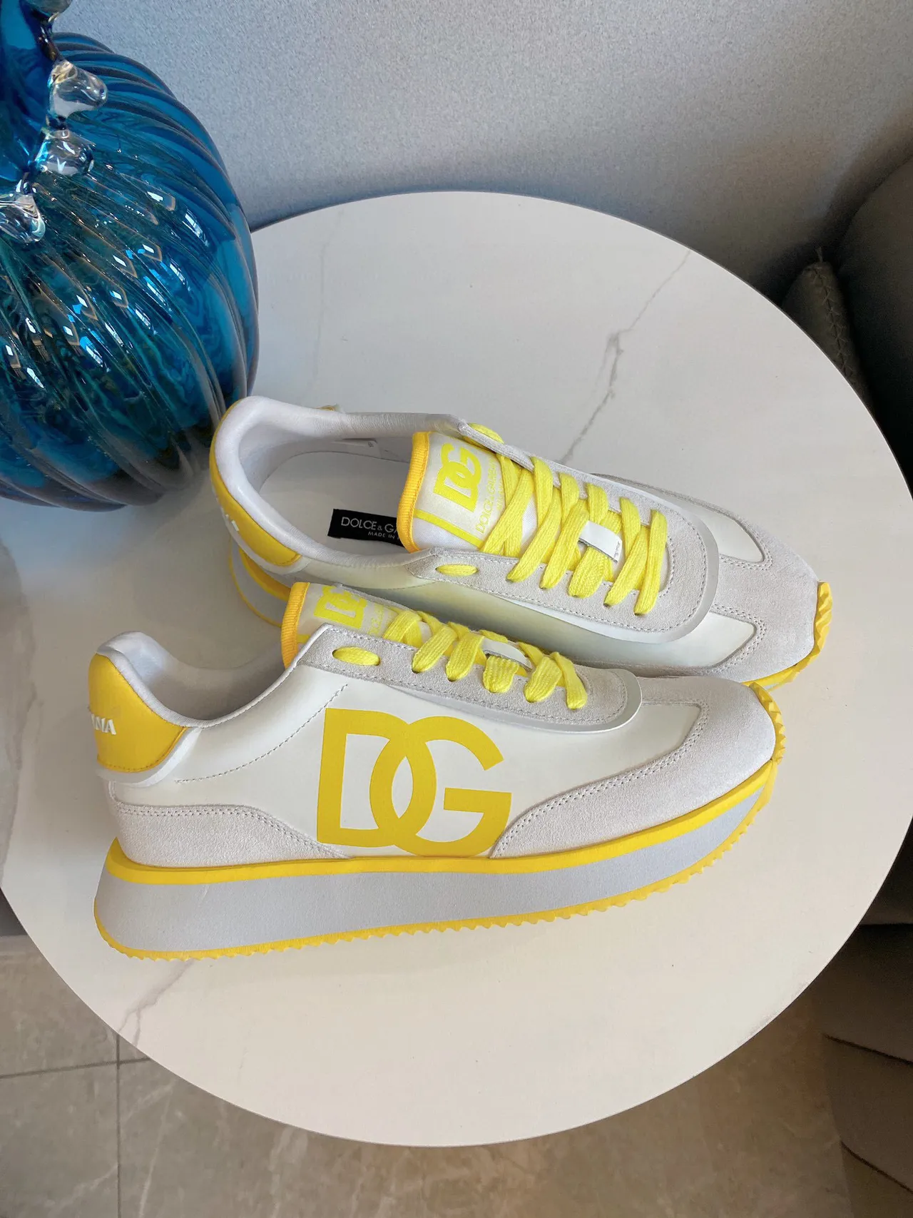 DC Shoes Pure Beige Yellow Low-Top Logo-Accented Sneakers