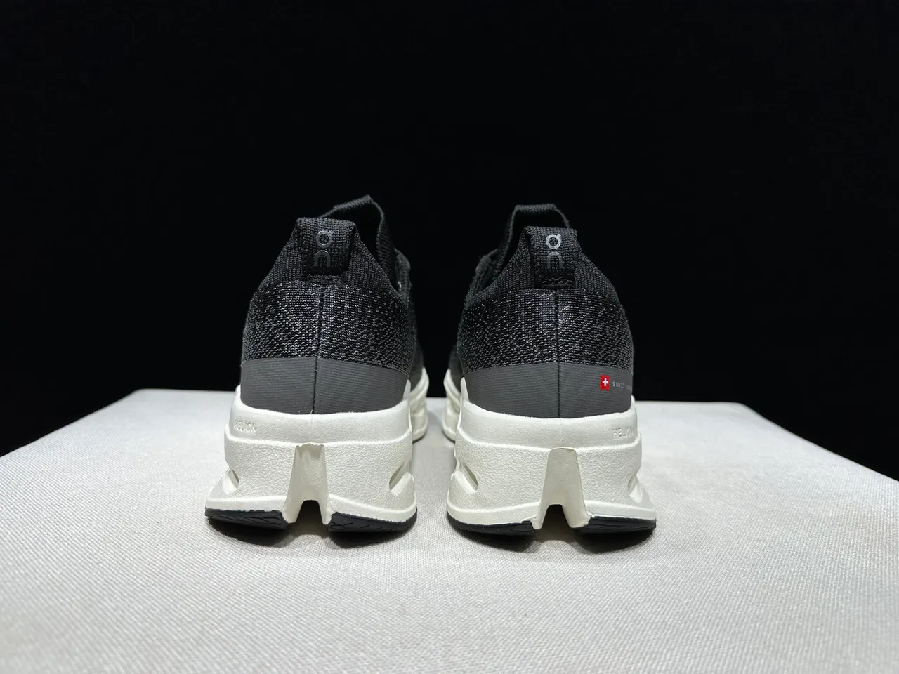 On Cloudmonster Black and Off-White Running Shoes