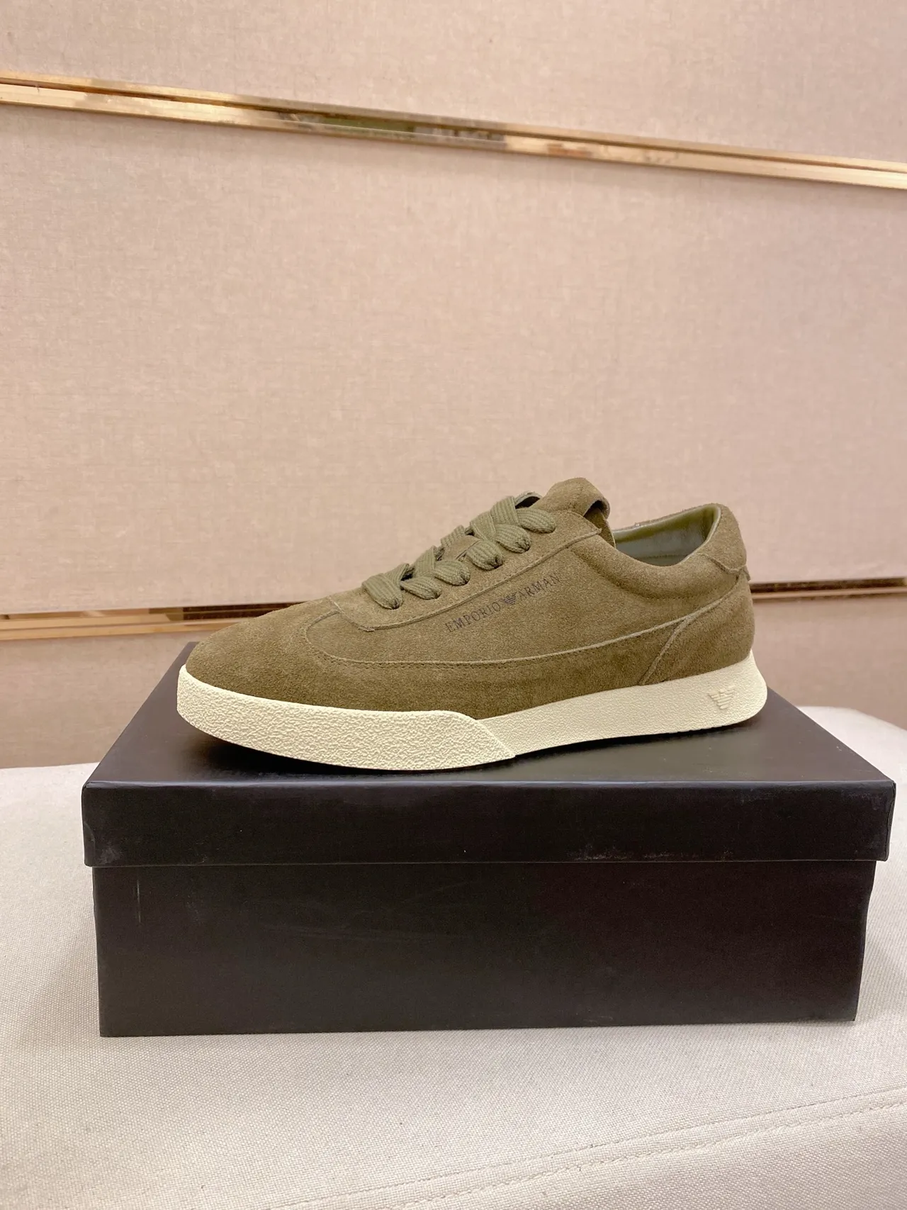 Emporio Armani Olive Green Suede Lifestyle Sneaker