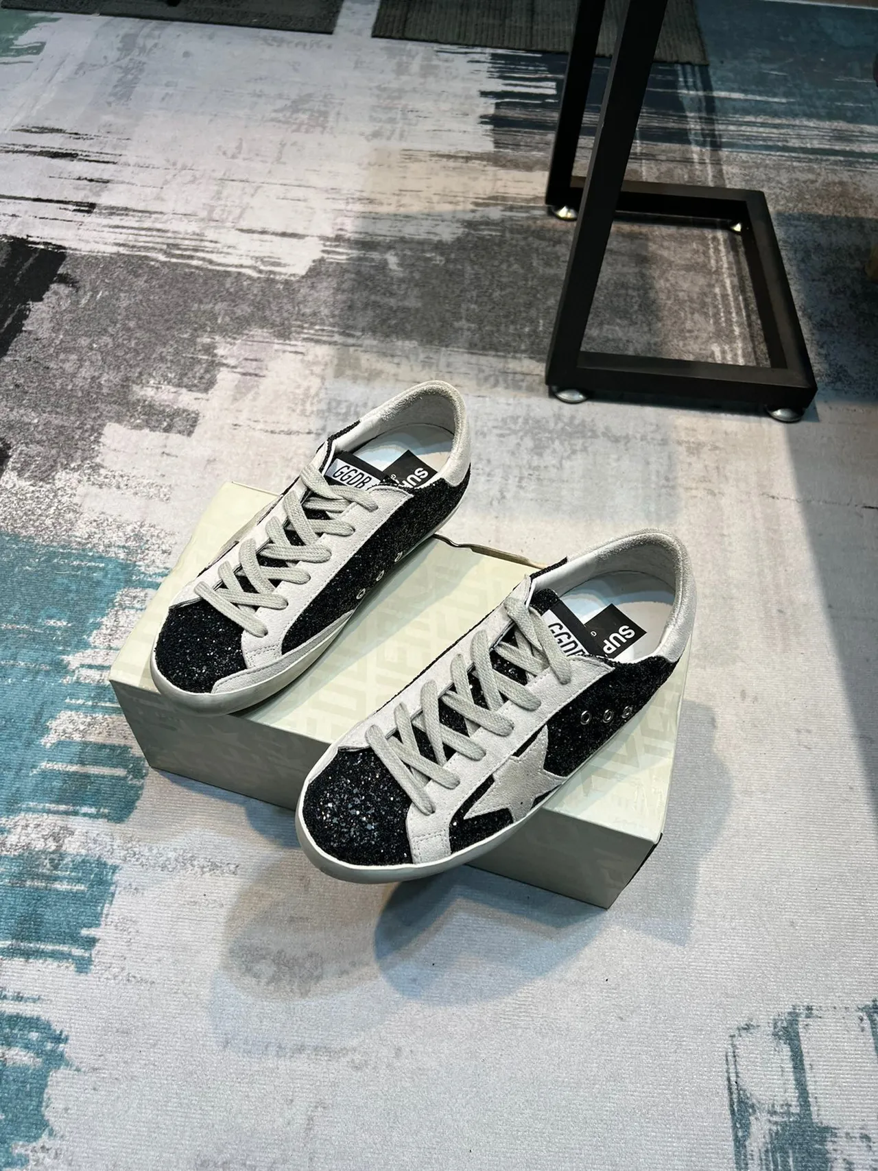 Golden Goose Superstar Black Glitter Star Lifestyle Sneakers