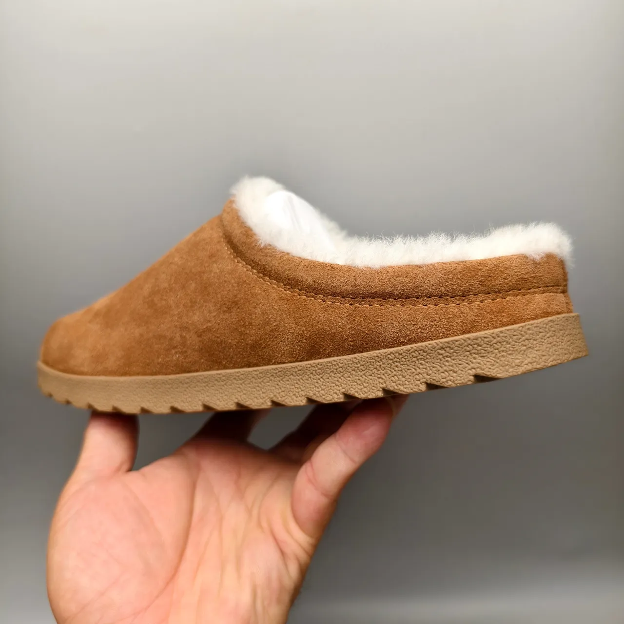 Alo Suede Shearling-Lined Open-Back Slippers
