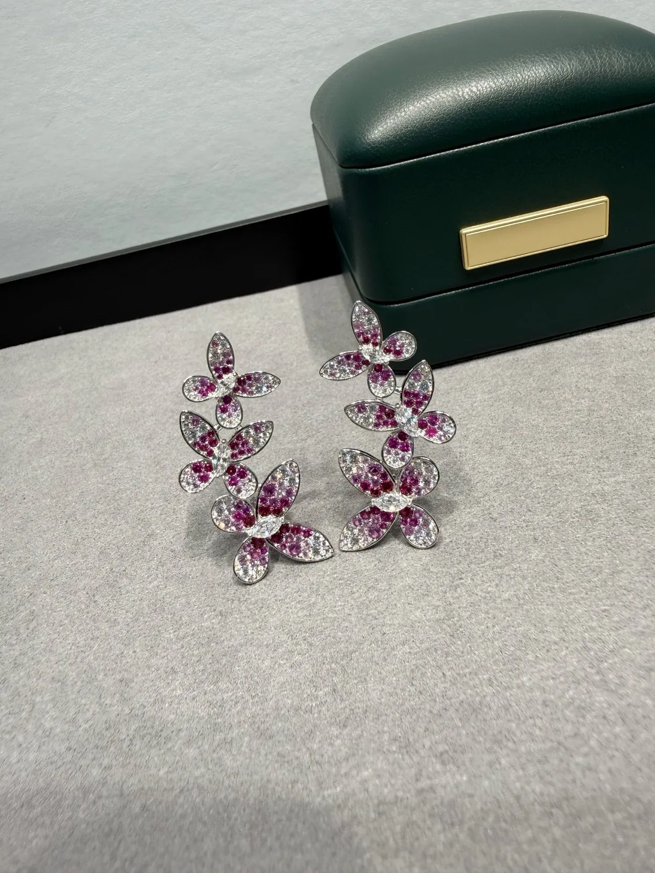 Van Cleef & Arpels Frivole Pink and White Floral Cluster Earrings