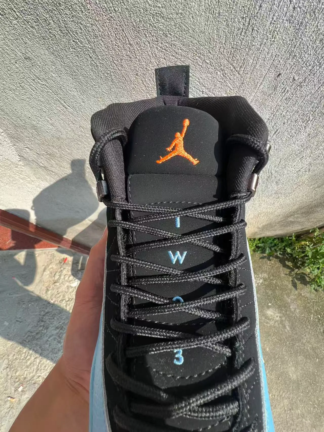 Air Jordan 12 Black Light Blue Orange Basketball Shoes