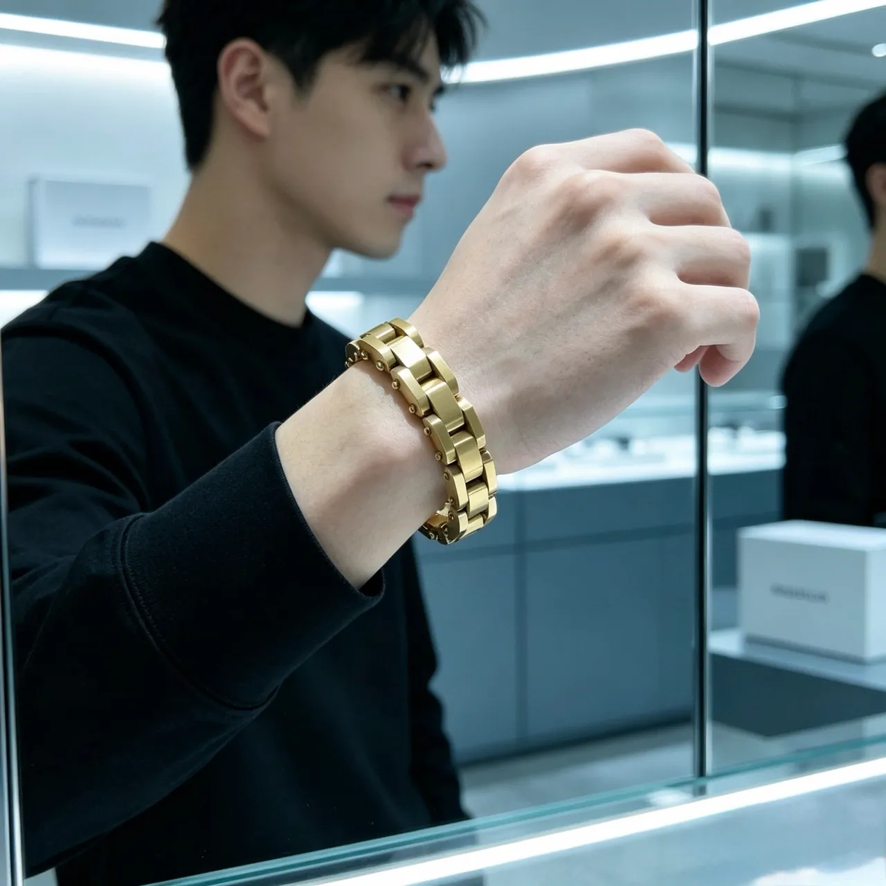 Balenciaga Chunky Riveted Gold-Tone Chain Bracelet