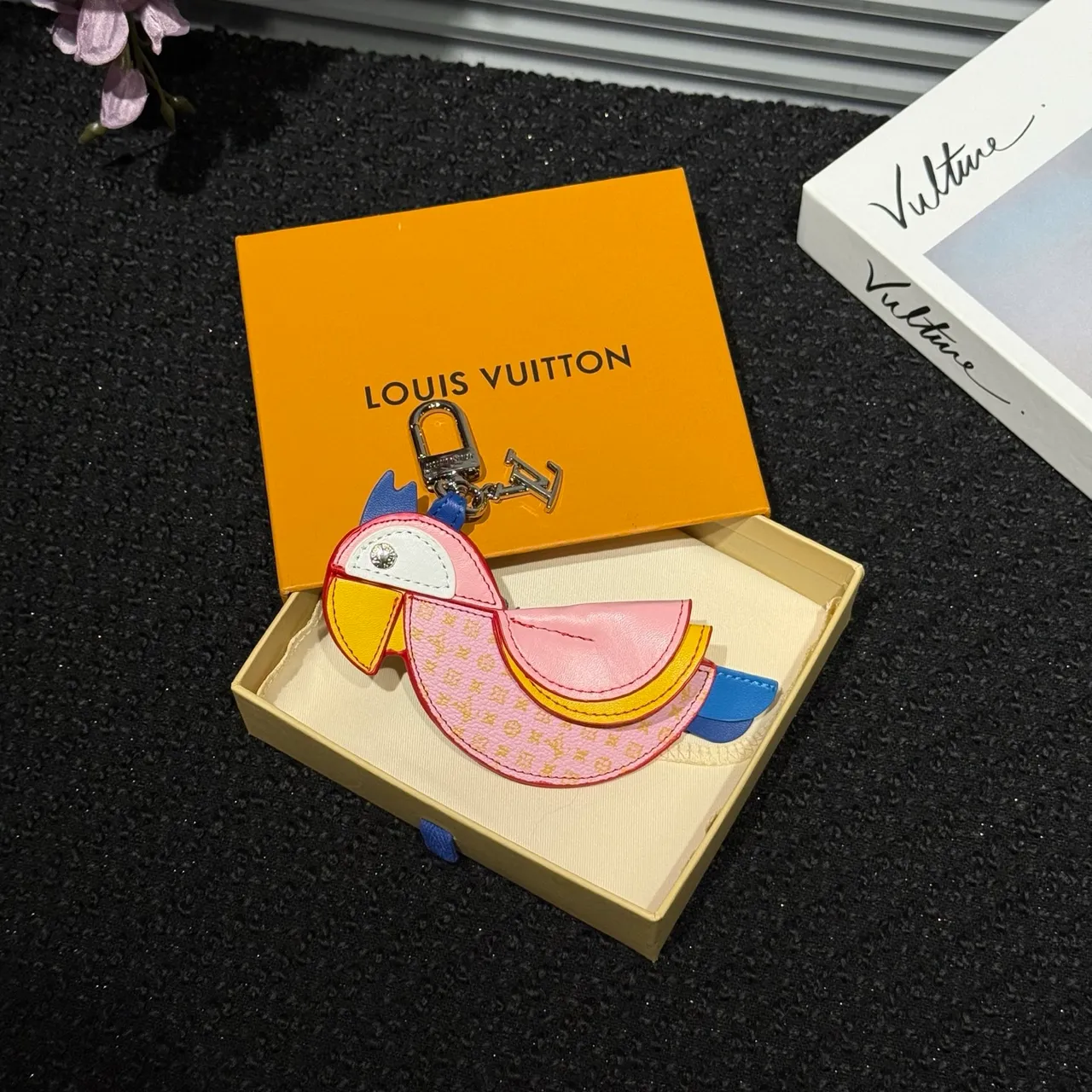 Louis Vuitton Parrot Charm Pink Multicolor Leather Handbag