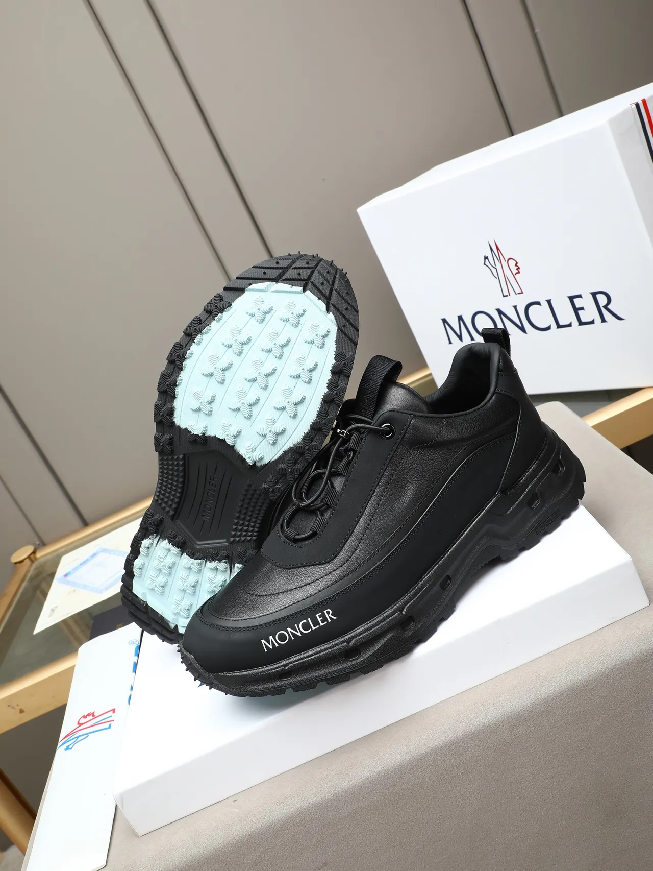 Moncler Black Leather Lifestyle Sneaker