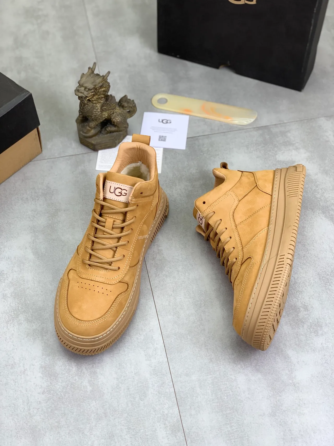 UGG Beige High-Top Suede Lifestyle Sneakers