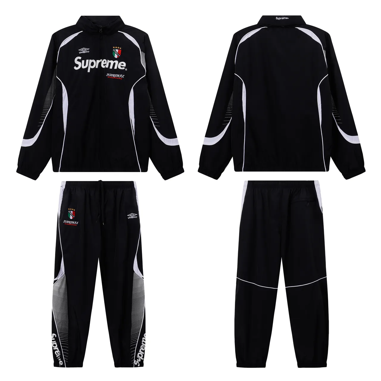 Supreme Black White Full-Zip Contrast-Panel Windbreaker