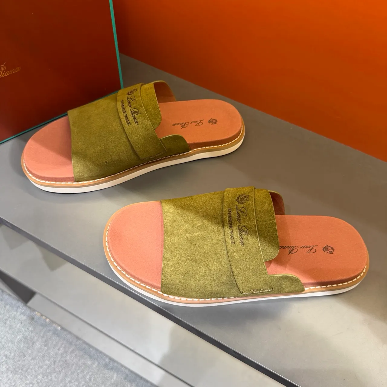 Loewe Summer Walk Suede Slide Slippers