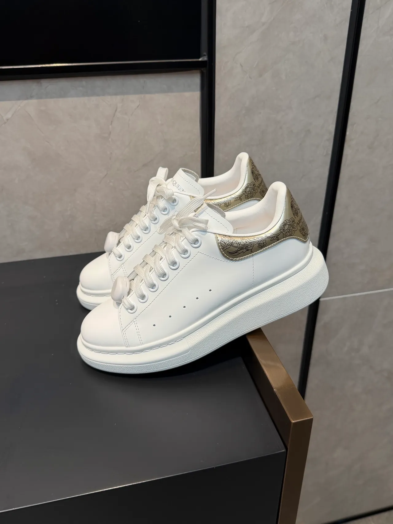 Alexander McQueen Oversized Sneaker White Embroidered Heel Lifestyle Sneakers