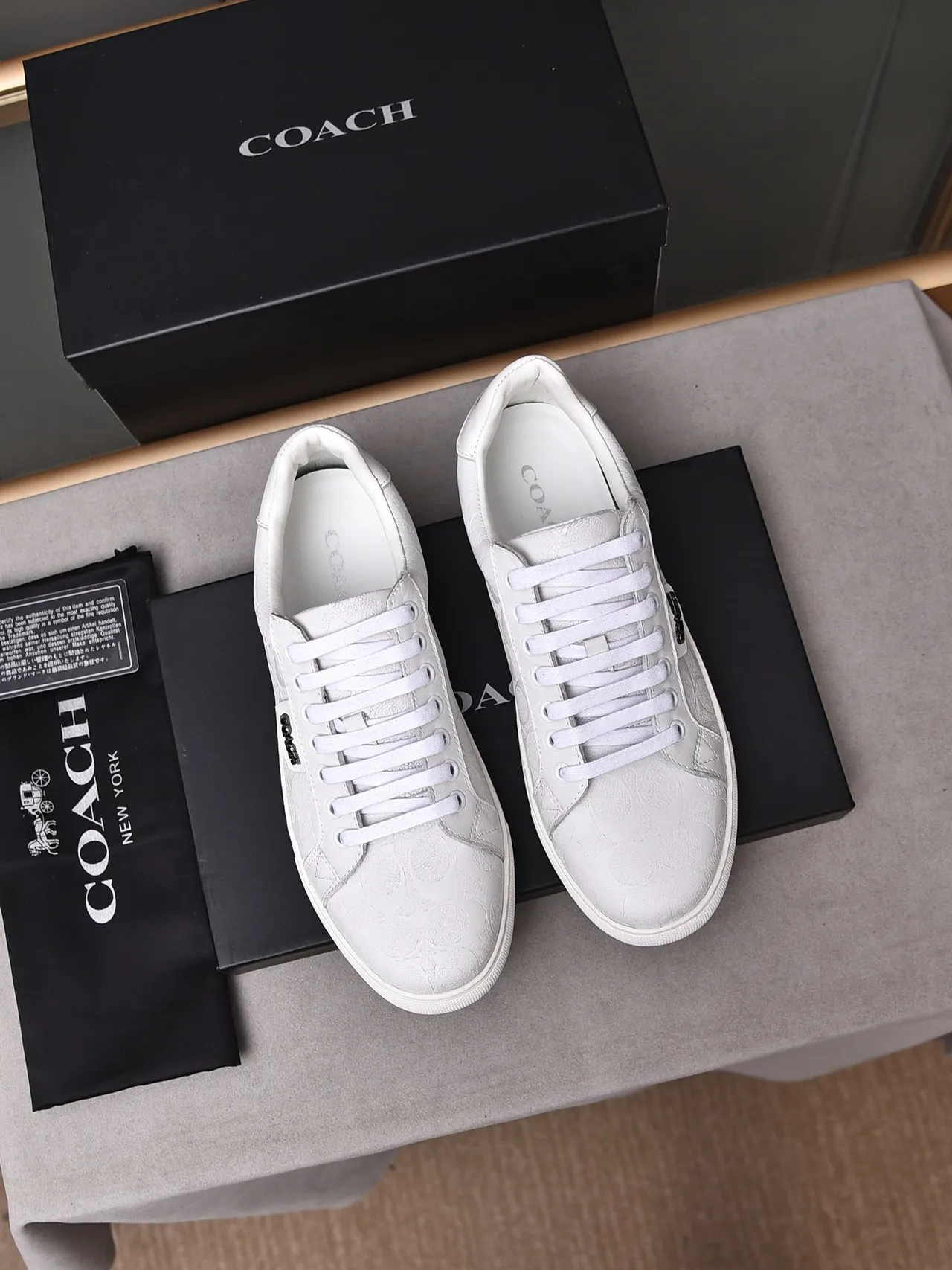 Coach Embossed Leather Low-Top Lifestyle Sneakers