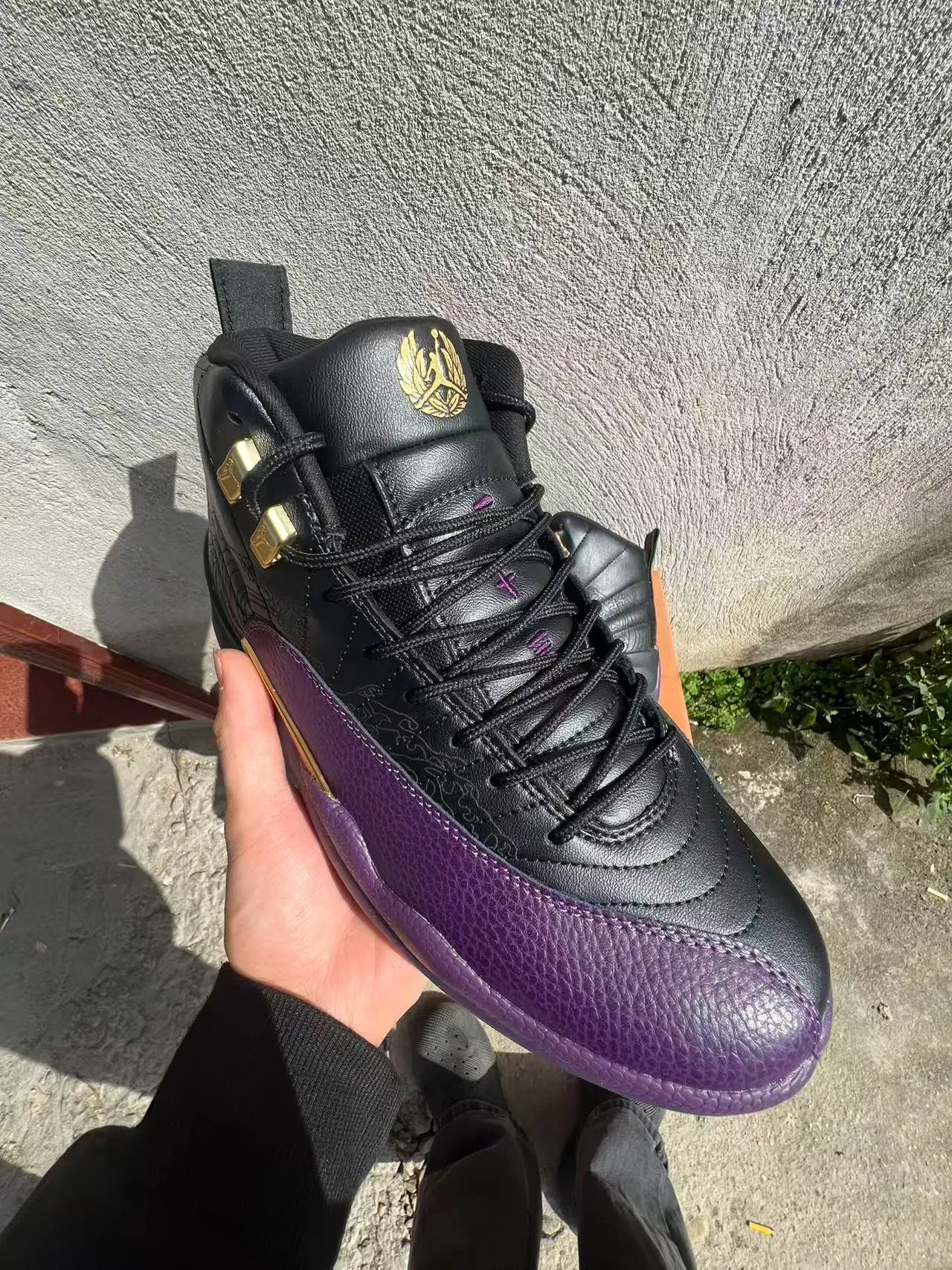 Air Jordan 12 Black Purple Gold Basketball Shoes