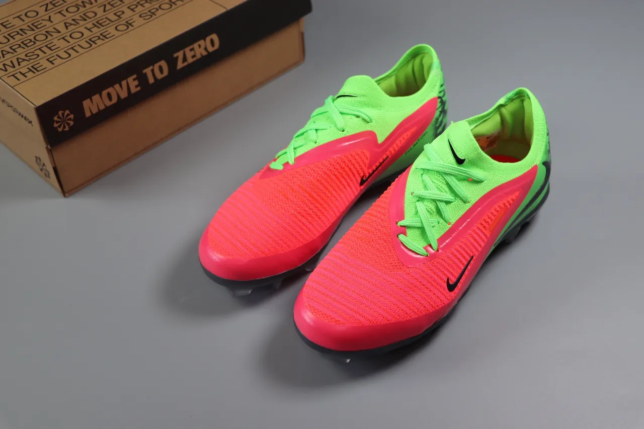 Nike Pink Green Low-Cut Synthetic Overlay Cage Artificial-Grass Soccer Shoes