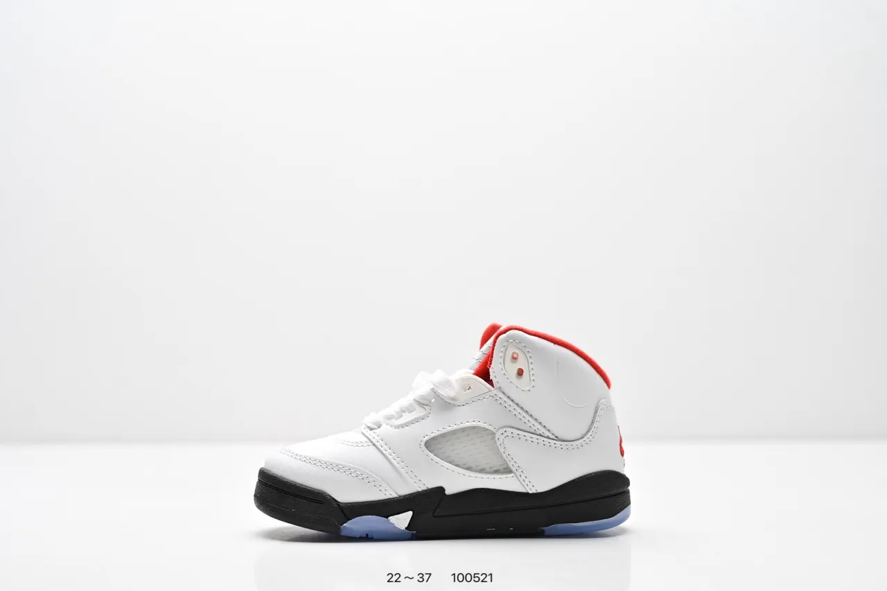 Air Jordan 5 Black Red '75' Kids Basketball Shoes