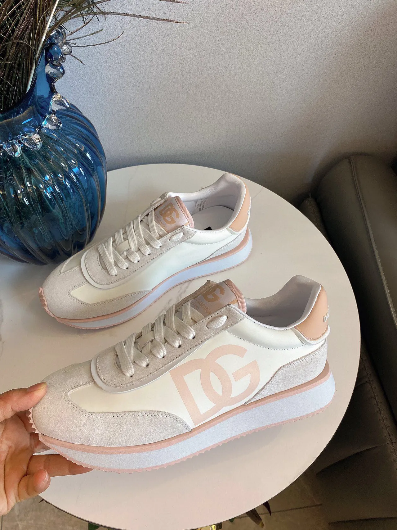 DC Shoes Beige Pink Platform Sole Suede And Synthetic Upper Lifestyle Sneakers