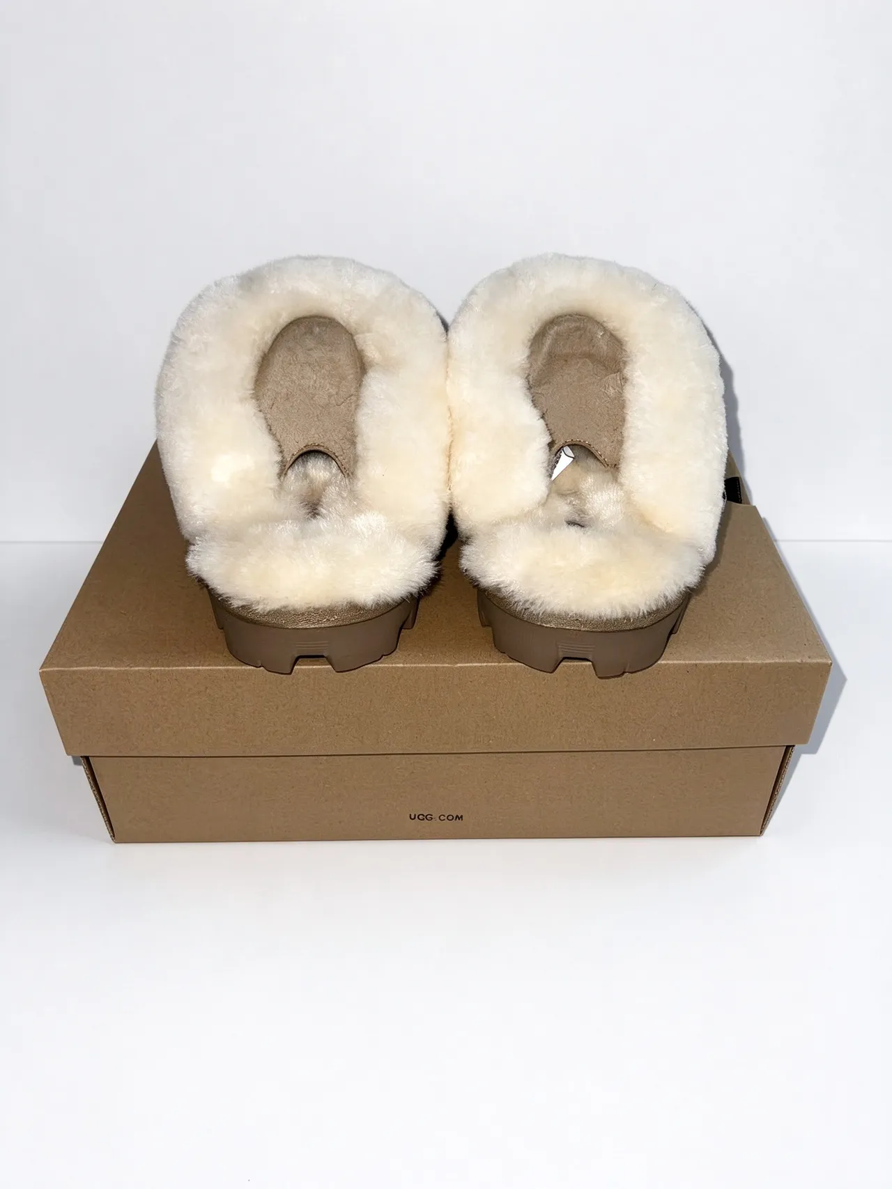 UGG Tasman Taupe Shearling-Lined Slippers