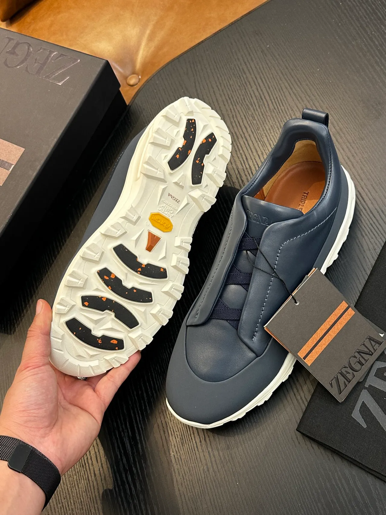 Zegna Slip-On Leather Lifestyle Sneaker