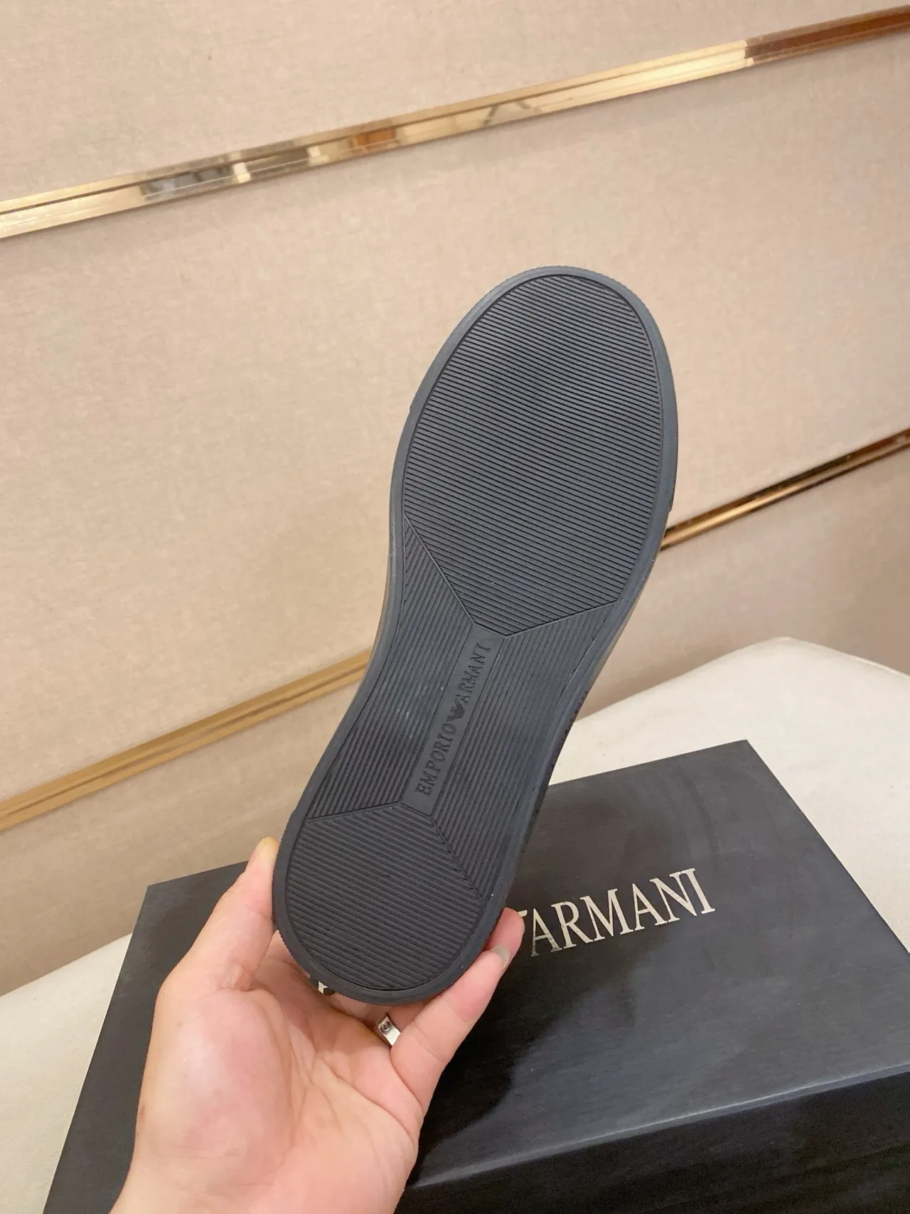 Emporio Armani Monochrome Black Logo Jacquard Low-Top Sneakers