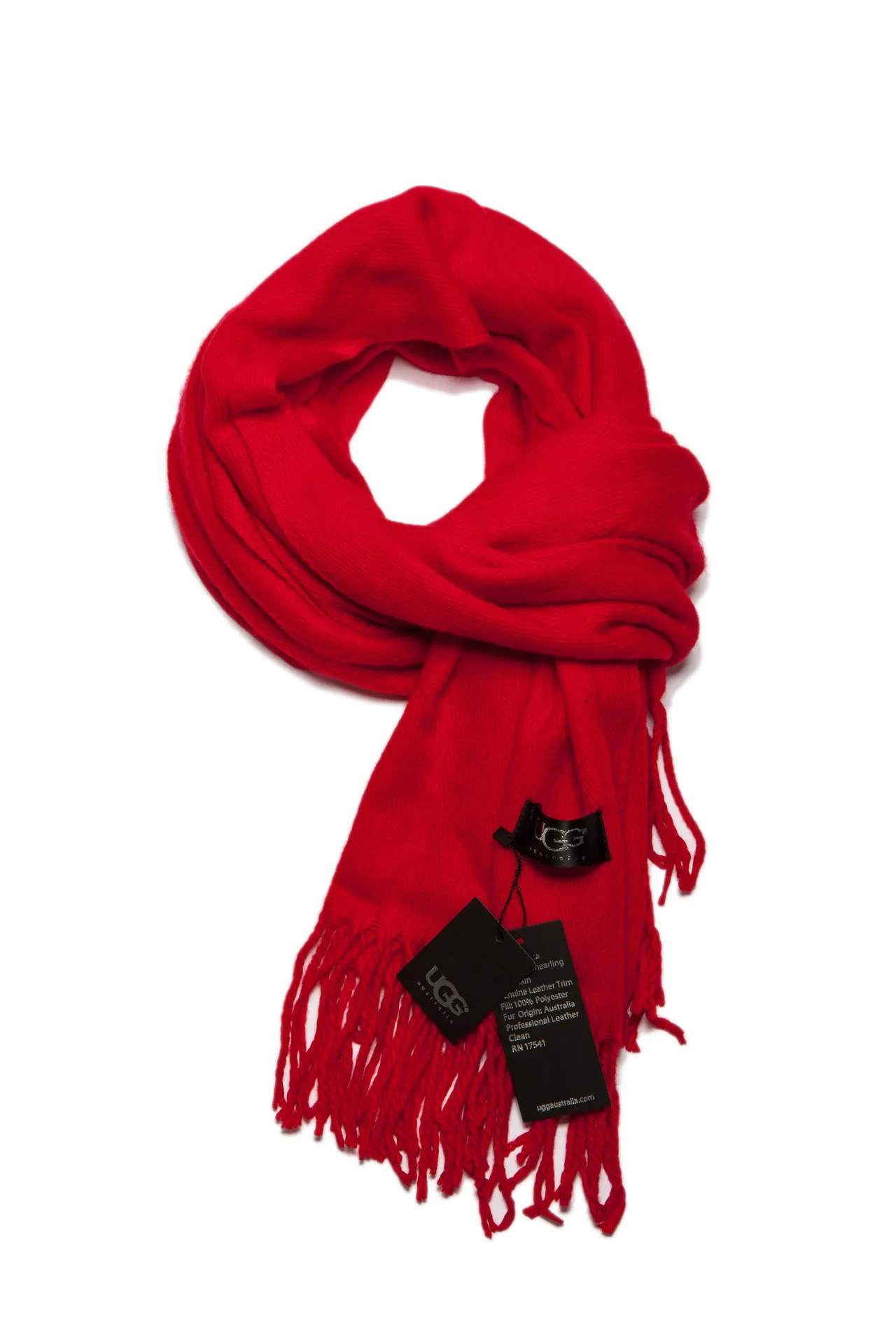 UGG Red Knitted Fringed Scarve