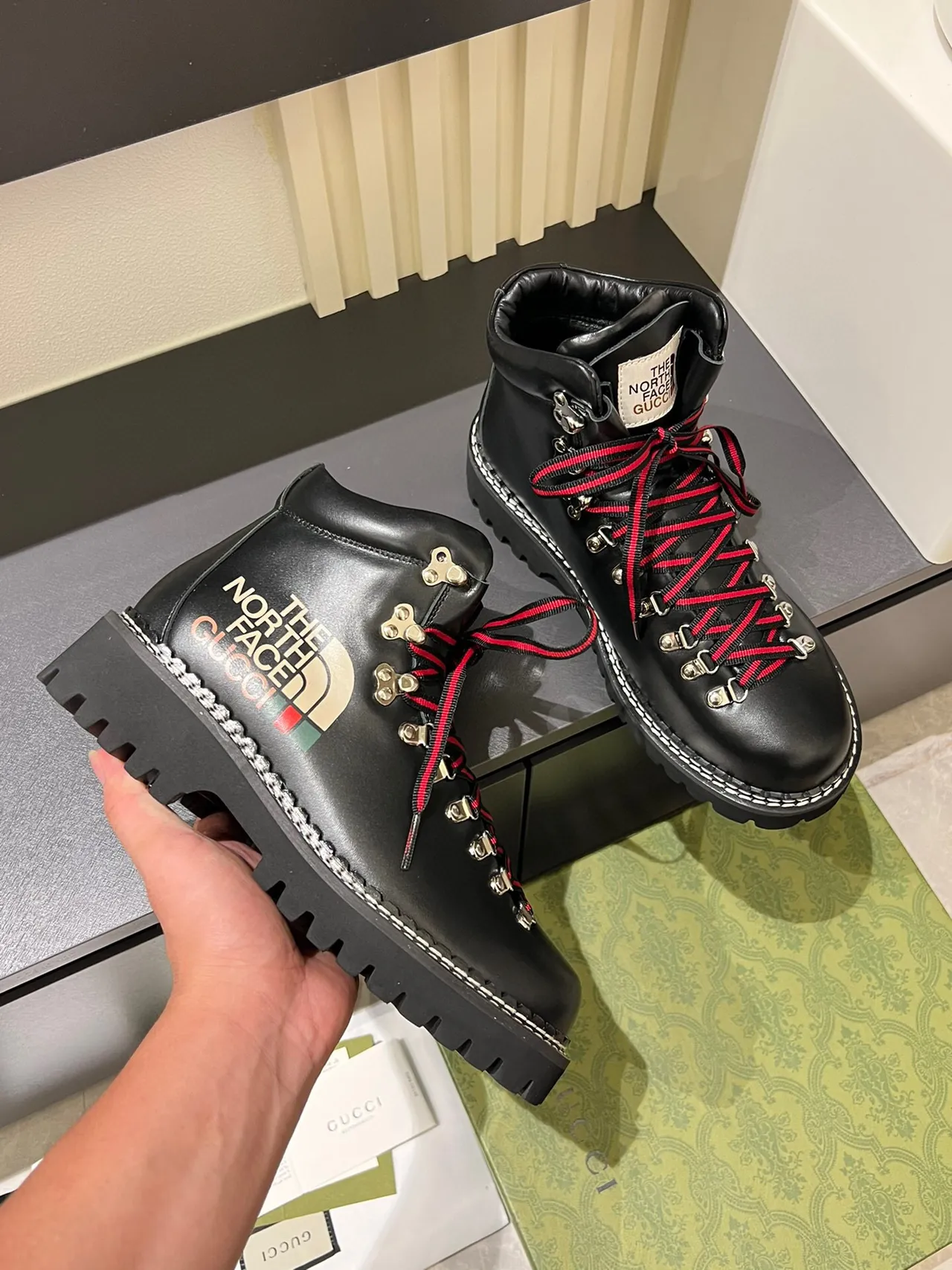 Gucci x The North Face Black Leather Hiking Boots