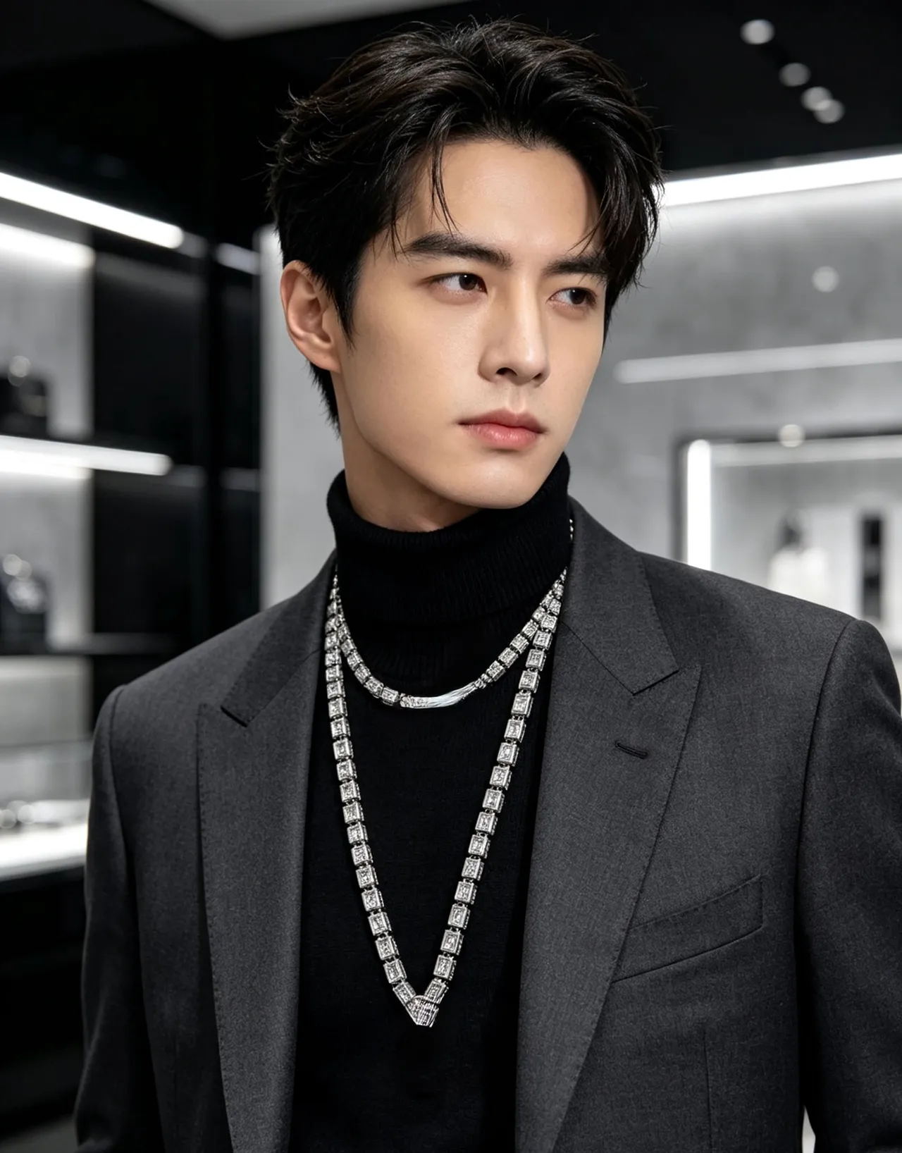 Givenchy Spectre Baguette-Cut Stone Rigid Link Necklace