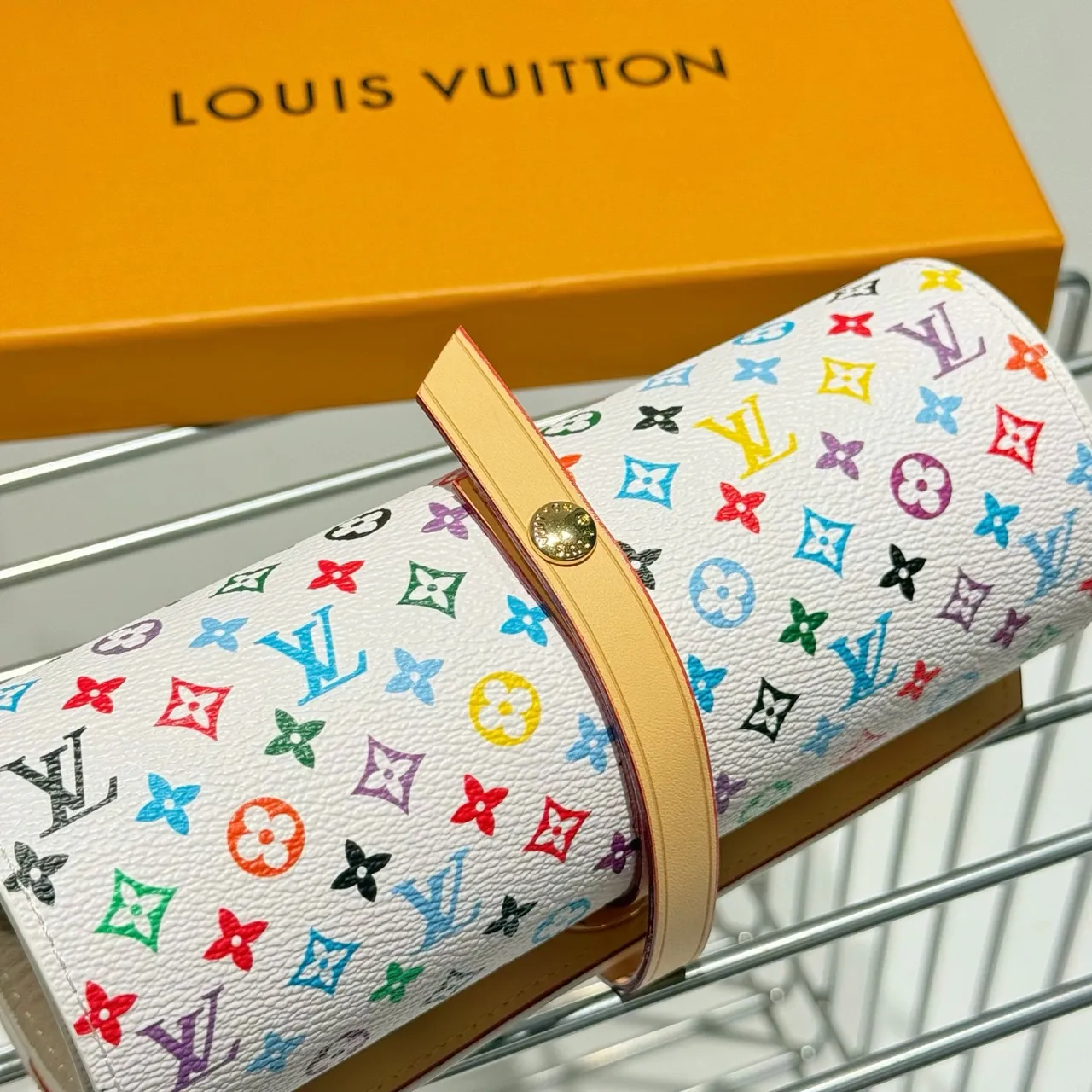 Louis Vuitton Multicolor Beige Roll-Top Monogram Print Wristlet