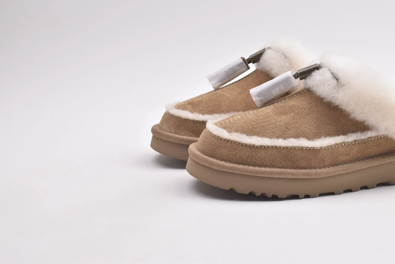UGG Tasman Tan Shearling-Lined Suede Slipper
