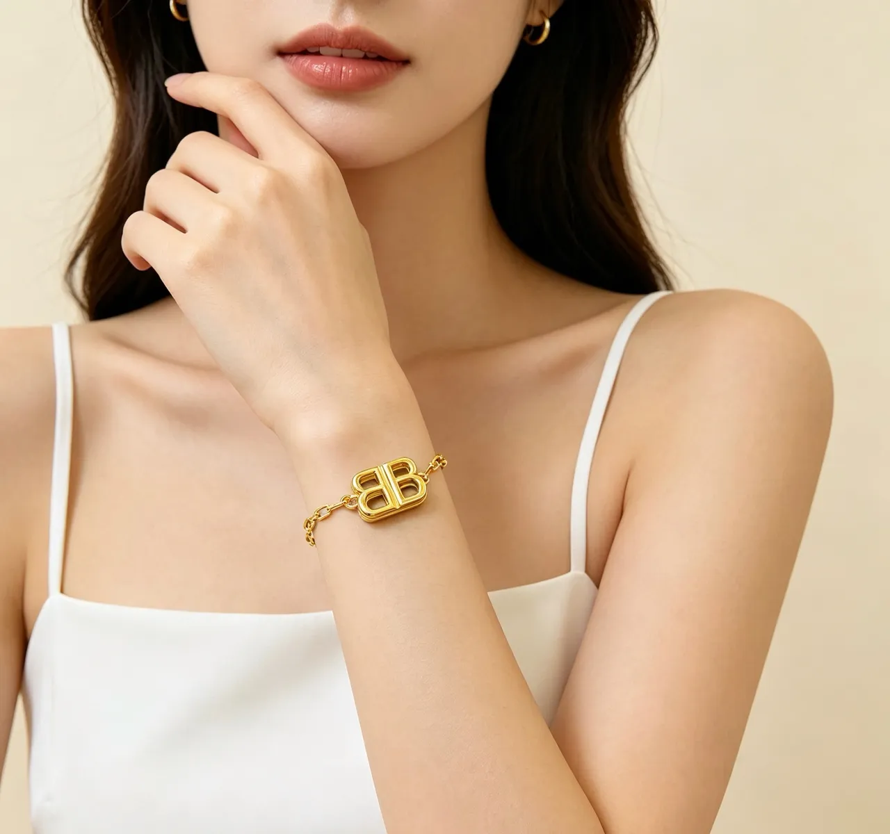 Balenciaga BB Chain Bracelet Gold Tone Bracelet