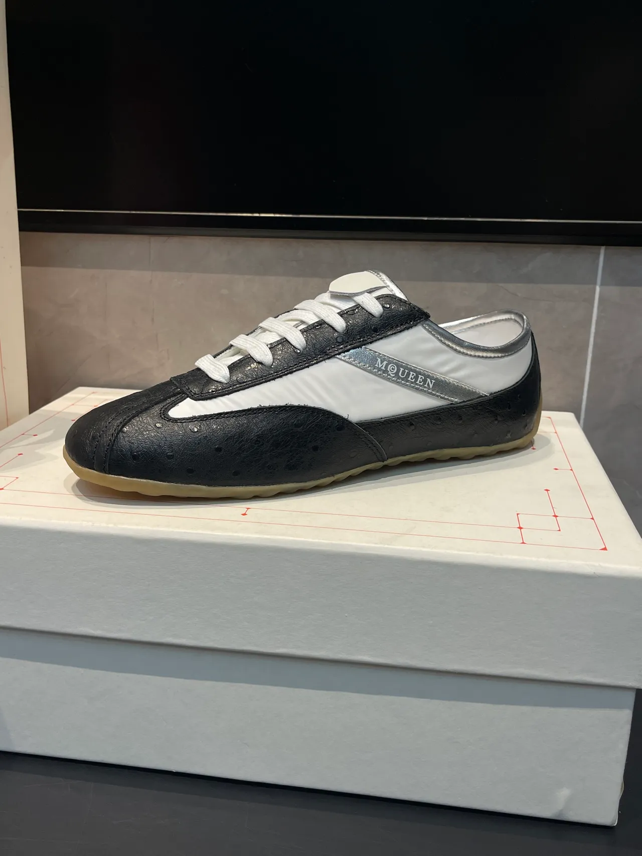 Alexander McQueen Tread Slick Black White Silver Lifestyle Sneakers