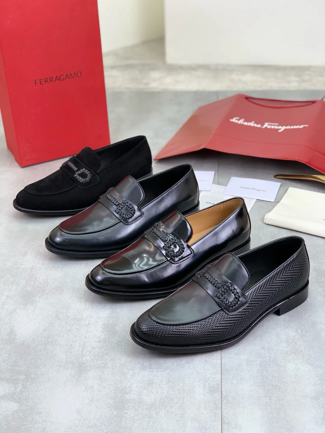 Salvatore Ferragamo Gancini Loafer Black Patent Leather Loafers