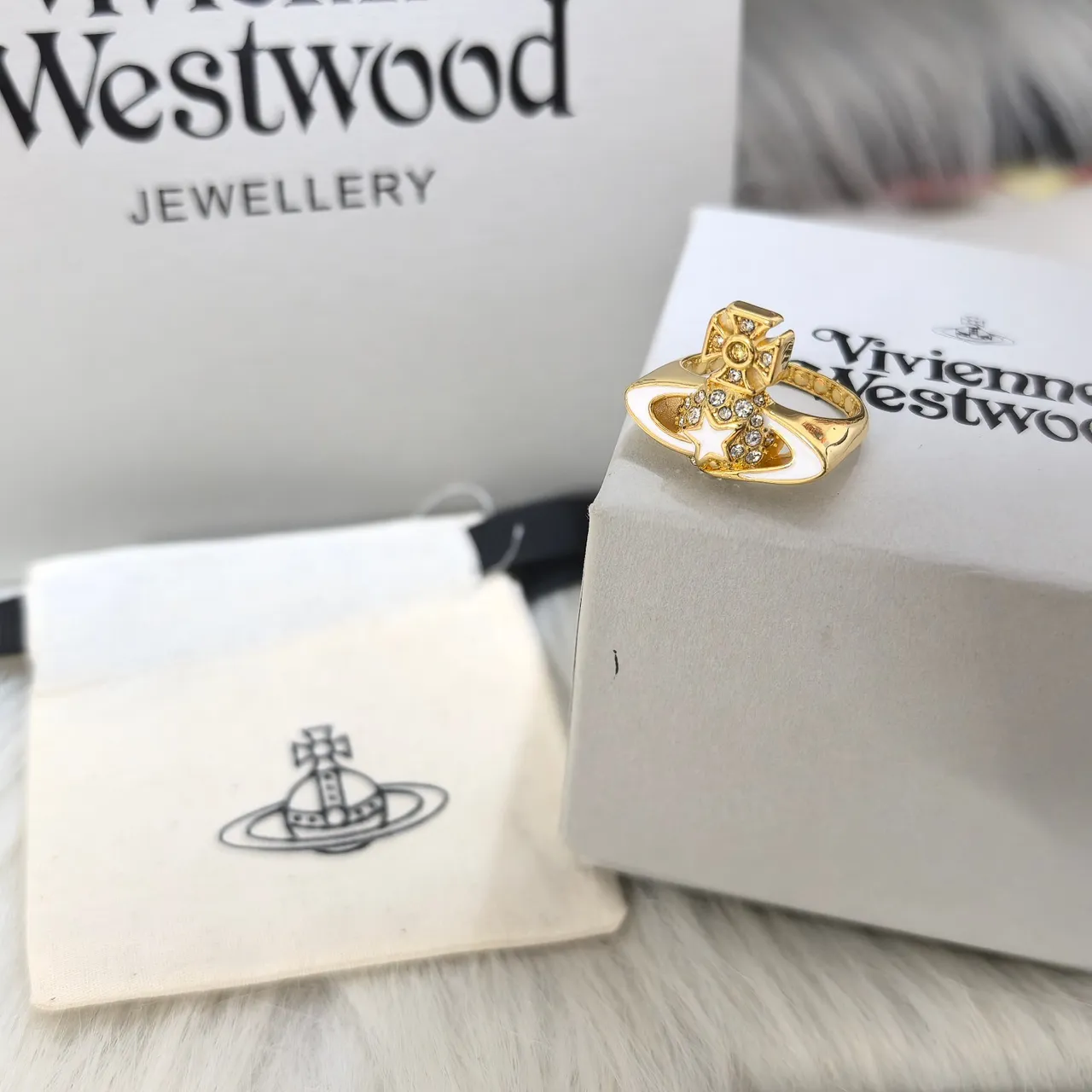 Vivienne Westwood Orb Gold Pink Metal Enamel Earrings
