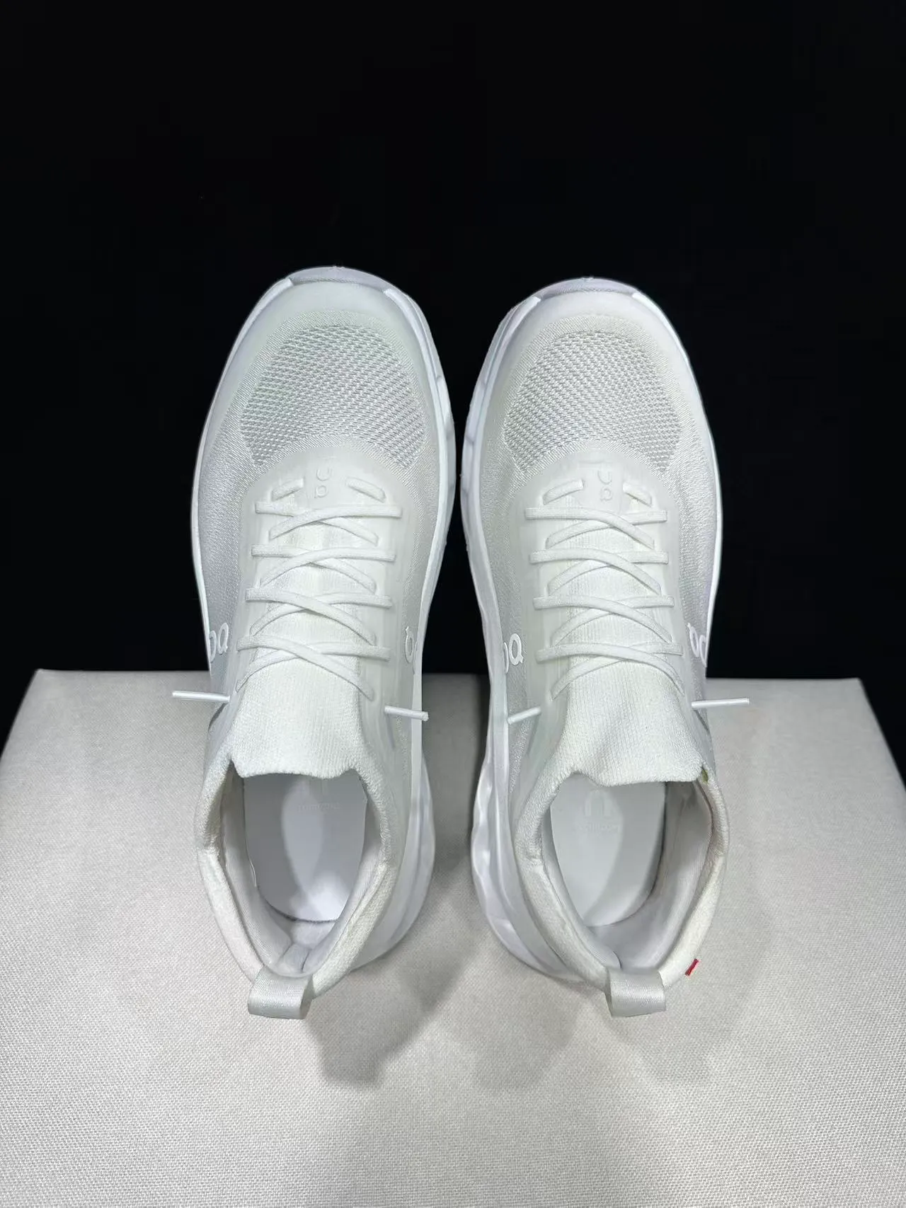 On White Monochrome Knit Upper Chunky Sneakers