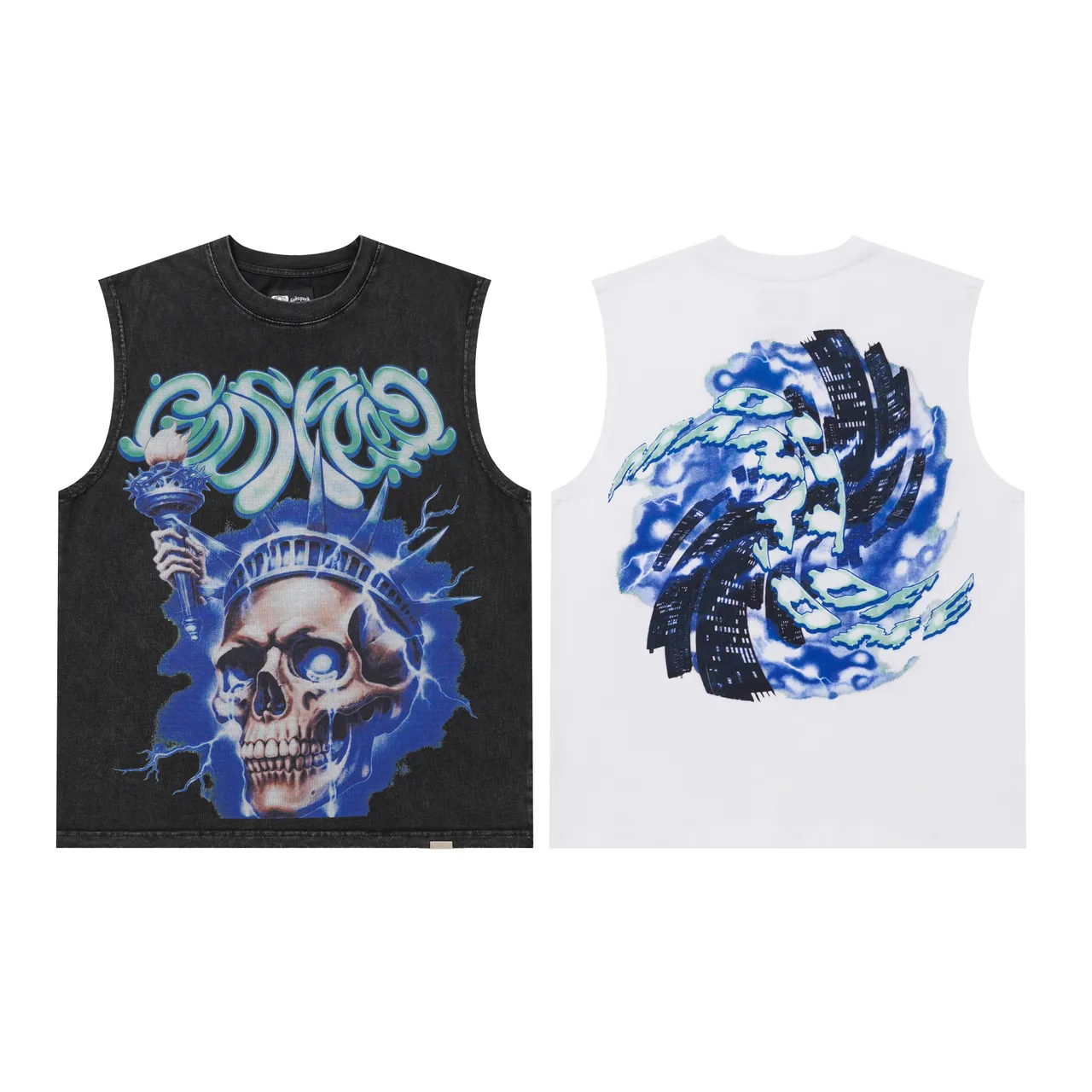 Graphic-Print Sleeveless Crew-Neck Vest Top
