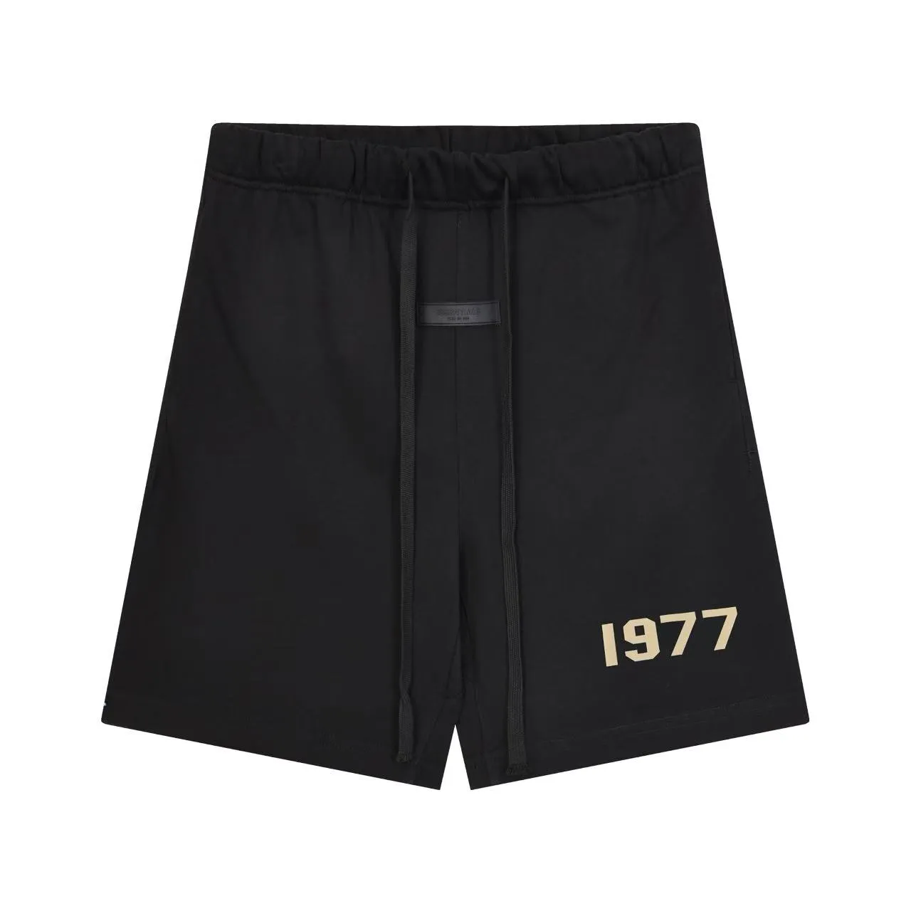Gray Black Drawstring Waist Side-Printed Numeric Logo Shorts