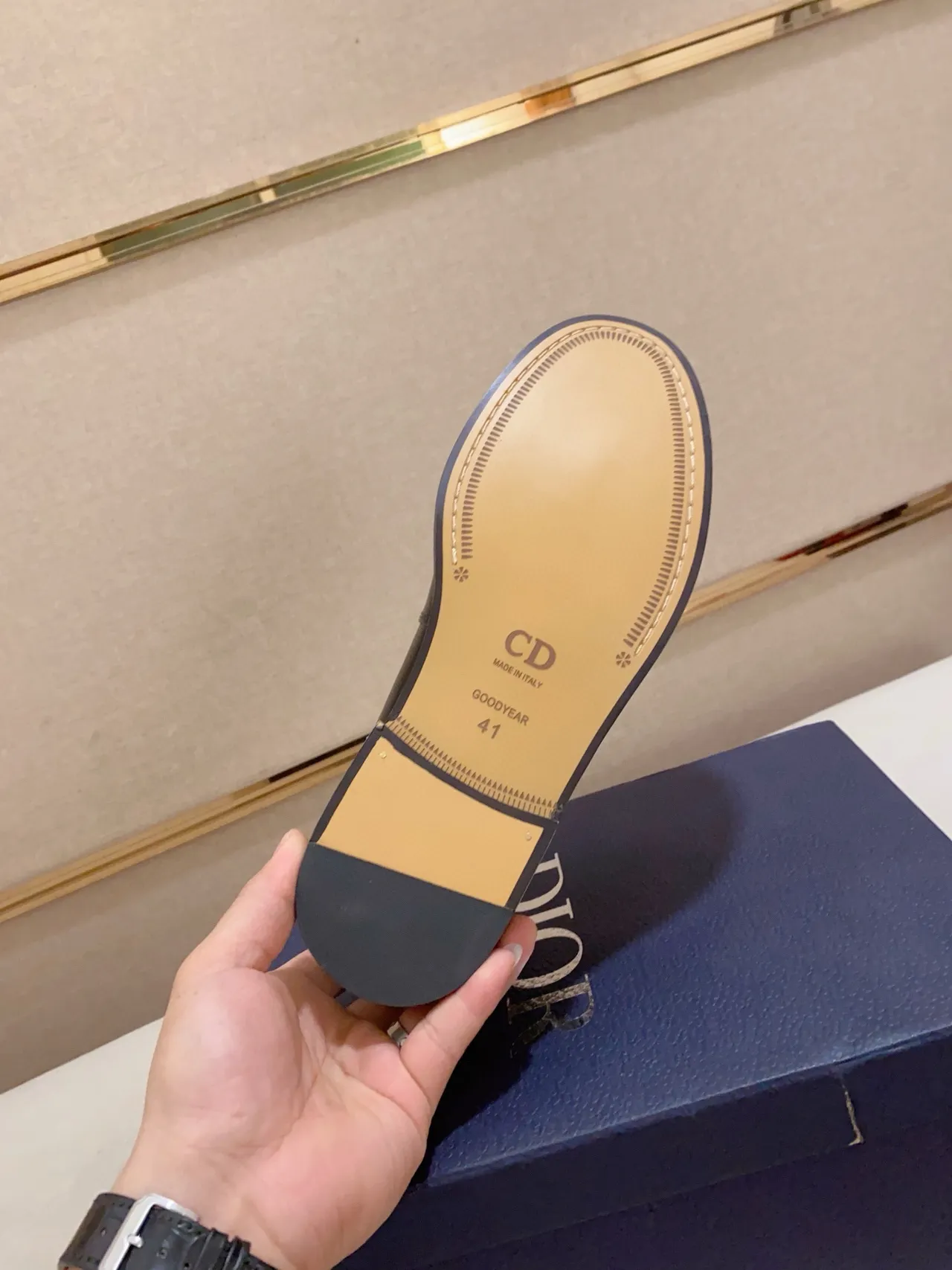 Dior Black Croc-Embossed Leather Metal Logo Strap Loafer