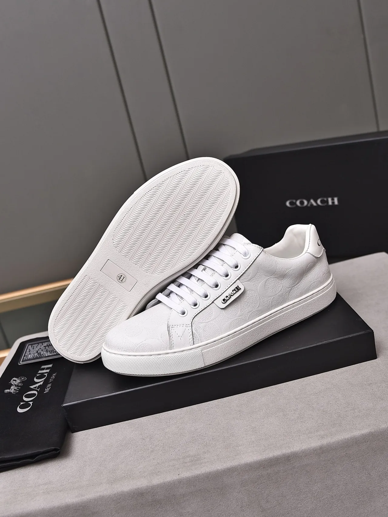 Coach Embossed Leather Low-Top Lifestyle Sneakers