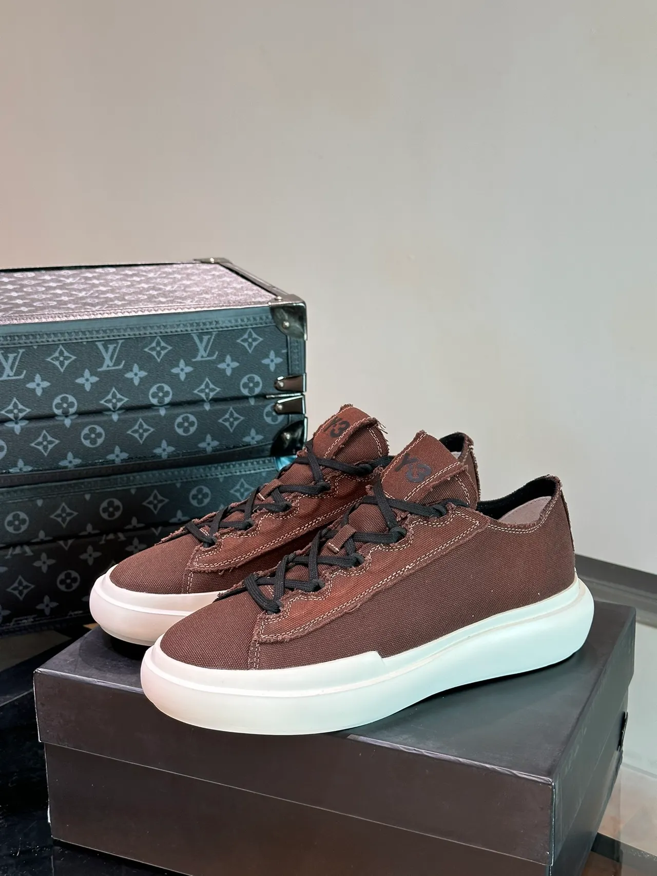 Y-3 Brown Canvas Lifestyle Sneakers
