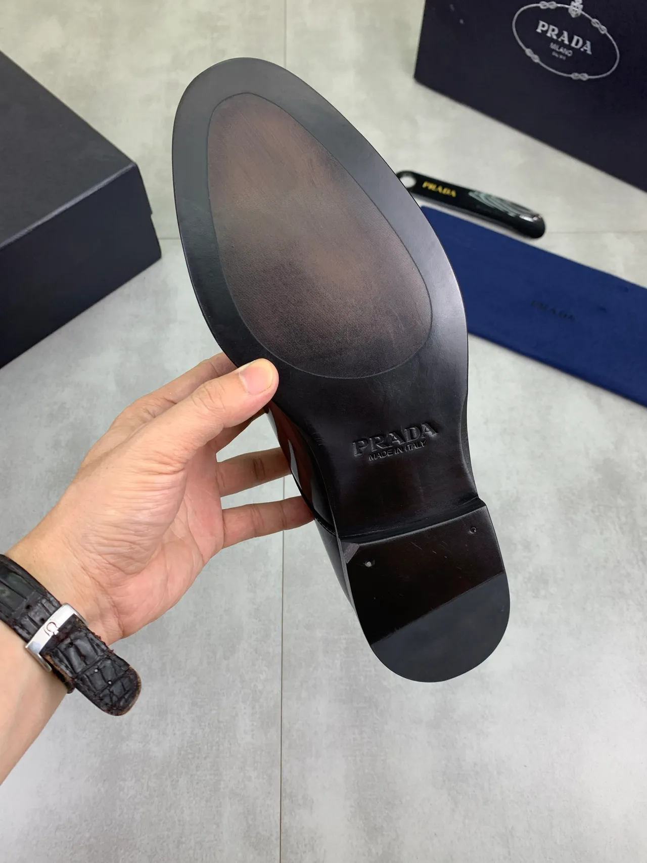 Prada Patent Leather Cap Toe Oxford Shoes