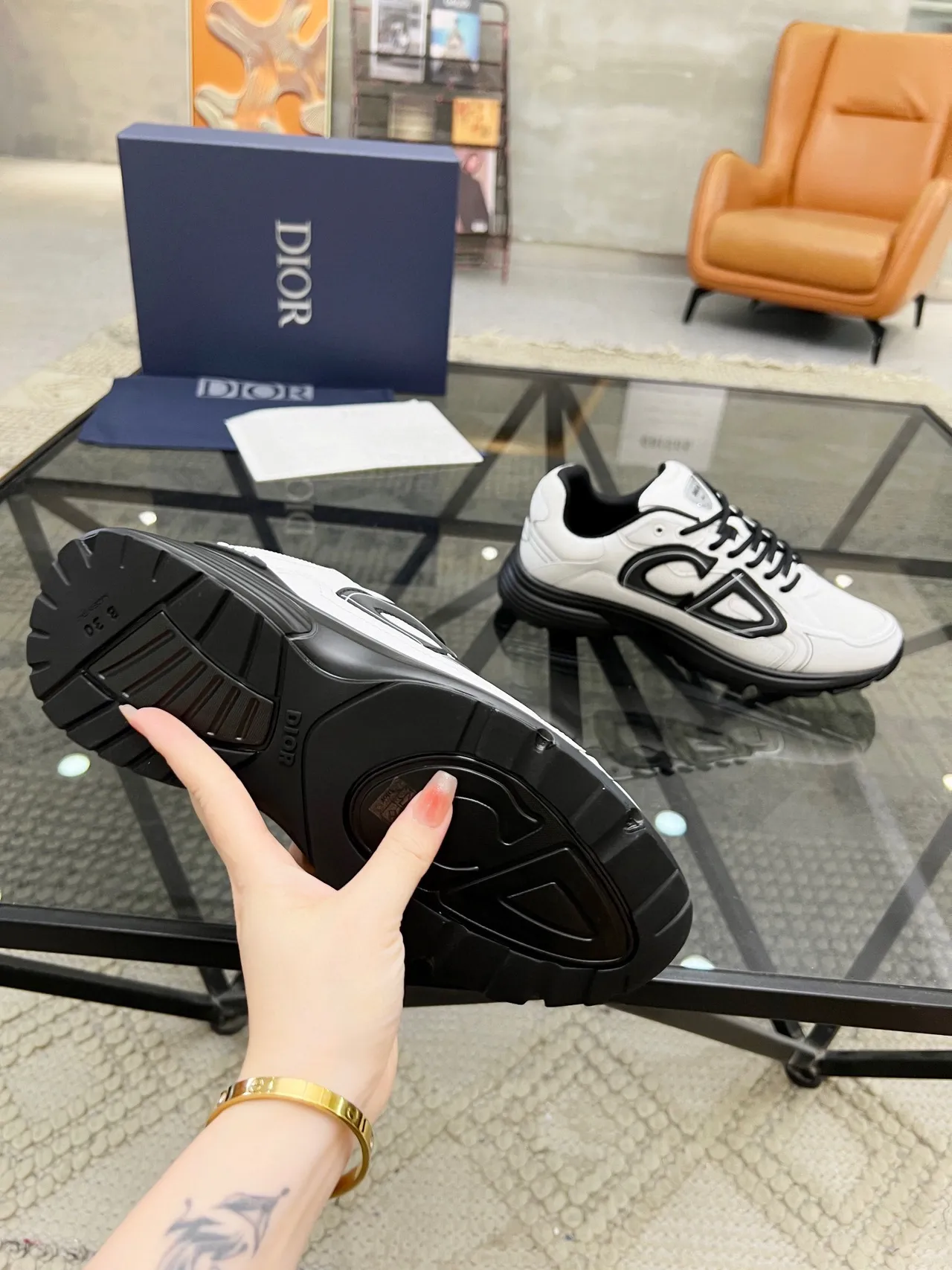 Dior B27 White Black Sole Oversized CD Logo Chunky Sneakers