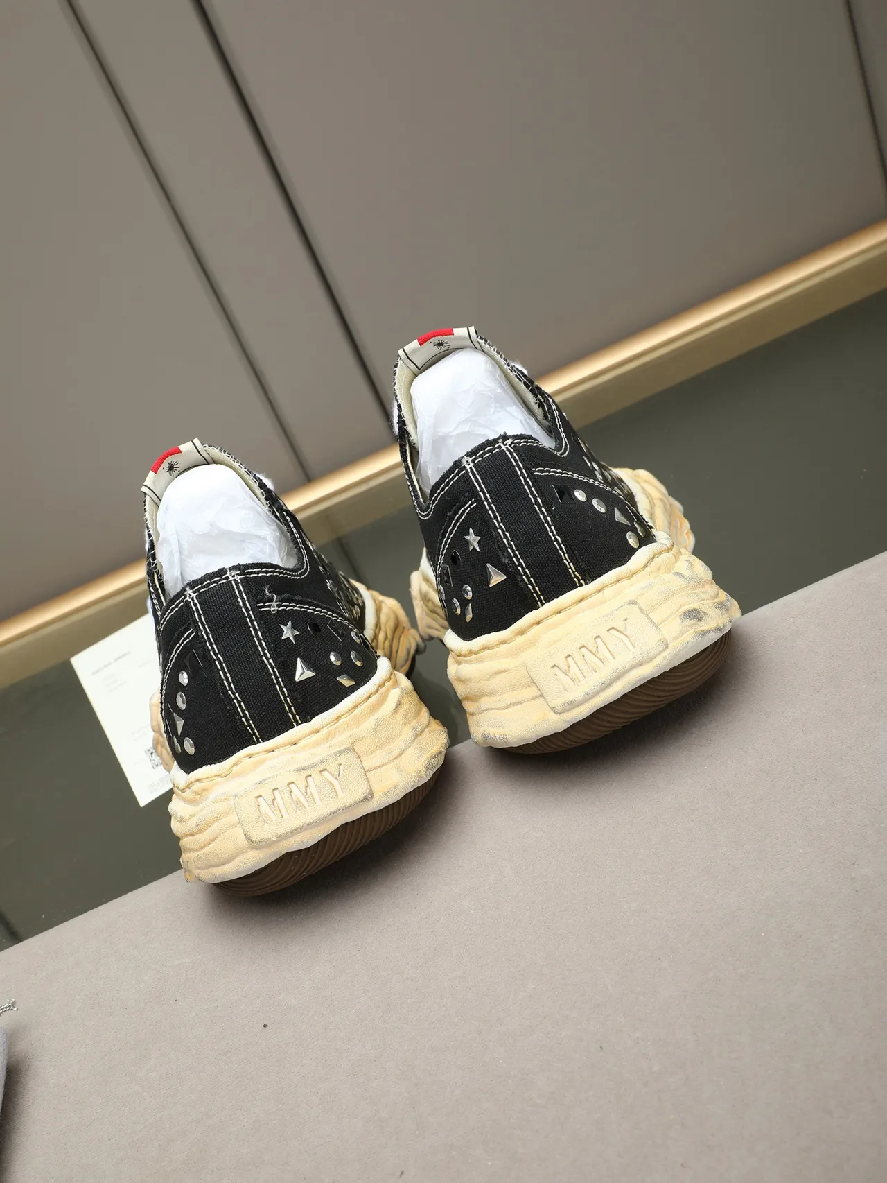 Converse Black White Studded Embellishment Distressed Cream Sole Sneakers