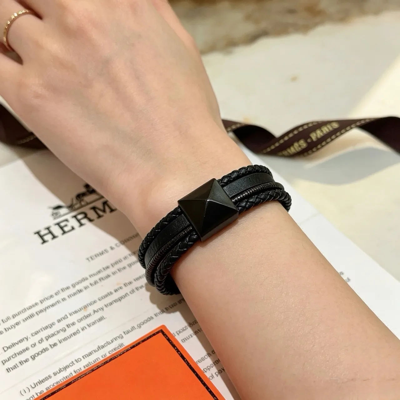 Black Multi-Strand Braided Leather Bracelet