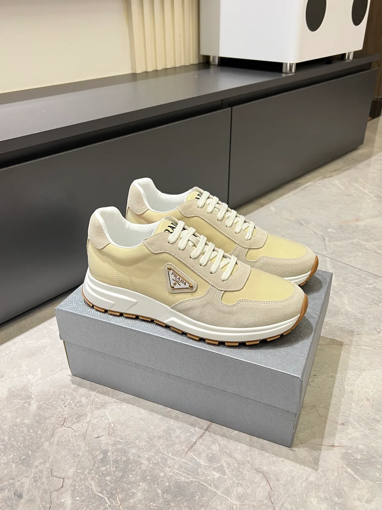 Prada Cloudbust Beige and Cream Lifestyle Sneakers