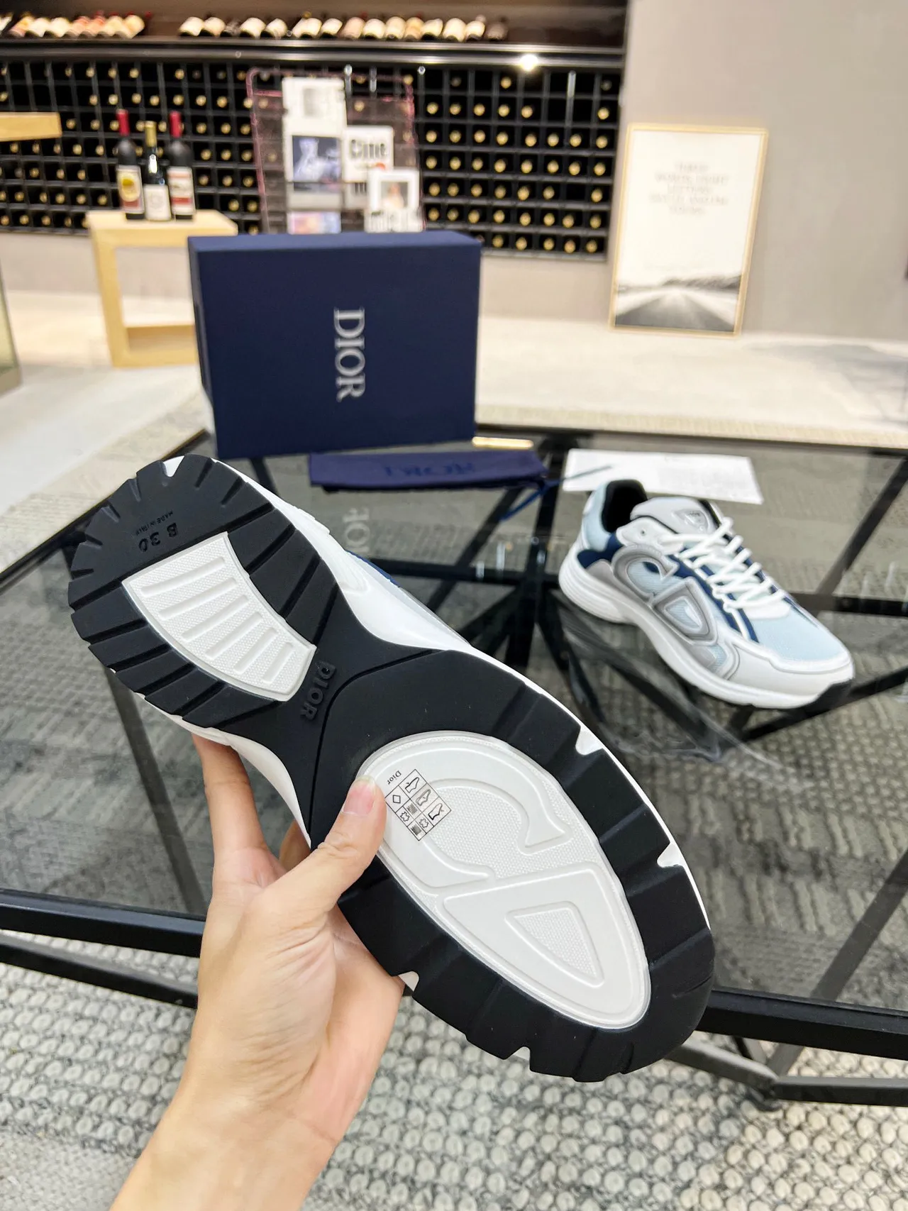 Dior B23 Layered Geometric Overlay Chunky Sneakers